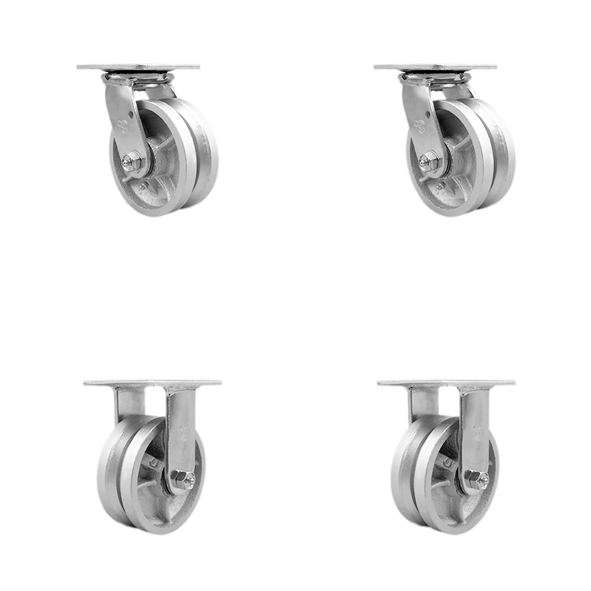 Service Caster, 5in. x 2in. Plate Casters, Wheel Diameter 5 in, Caster Type Swivel, Package (qty.) 4, Model# SCC-30CS520-VGR-2-R520-2