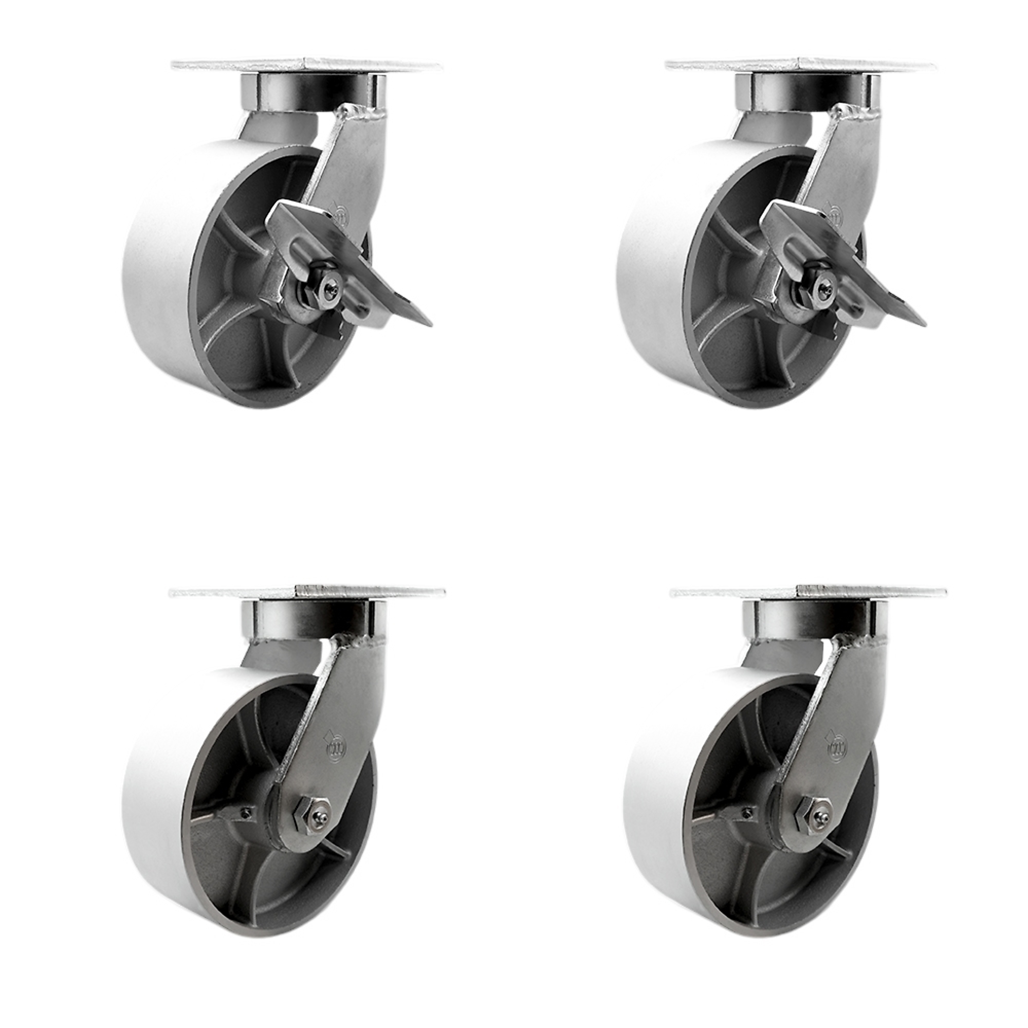Service Caster, 8in. x 3in. Plate Casters, Wheel Diameter 8 in, Caster Type Swivel, Package (qty.) 4, Model# SCC-KP92S830-SSR-SLB-BSL-2-BSL-2