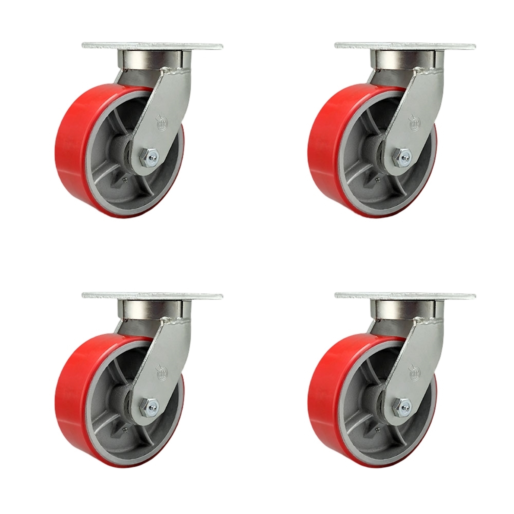 Service Caster, 8in. x 3in. Plate Casters, Wheel Diameter 8 in, Caster Type Swivel, Package (qty.) 4, Model# SCC-KP92S830-PUR-RS-BSL-2-S-2