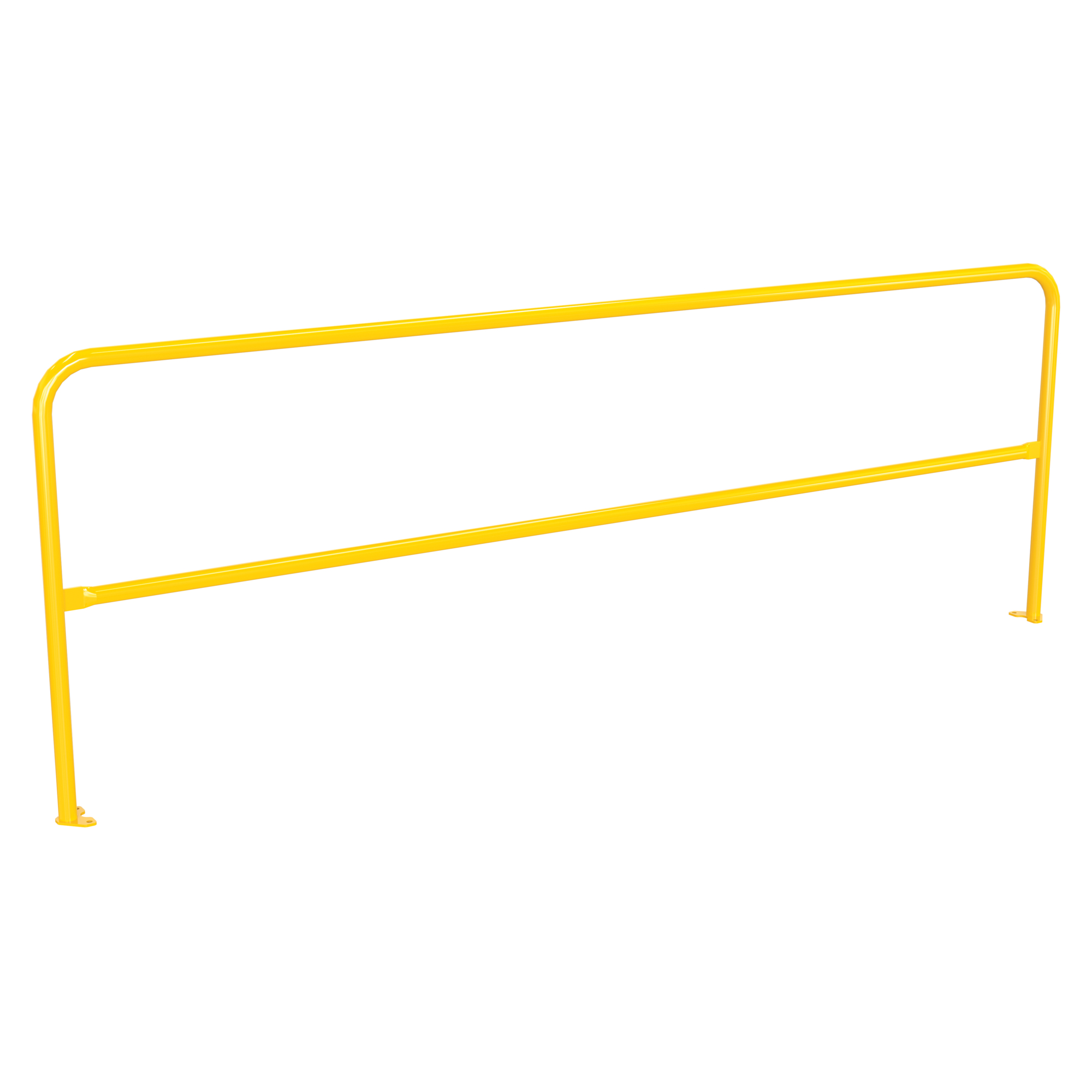 Vestil Safety Railing with Welded Baseplate - 10ft. Length, Powder-Coated Yellow, Model# VDKR-10-BP-YL
