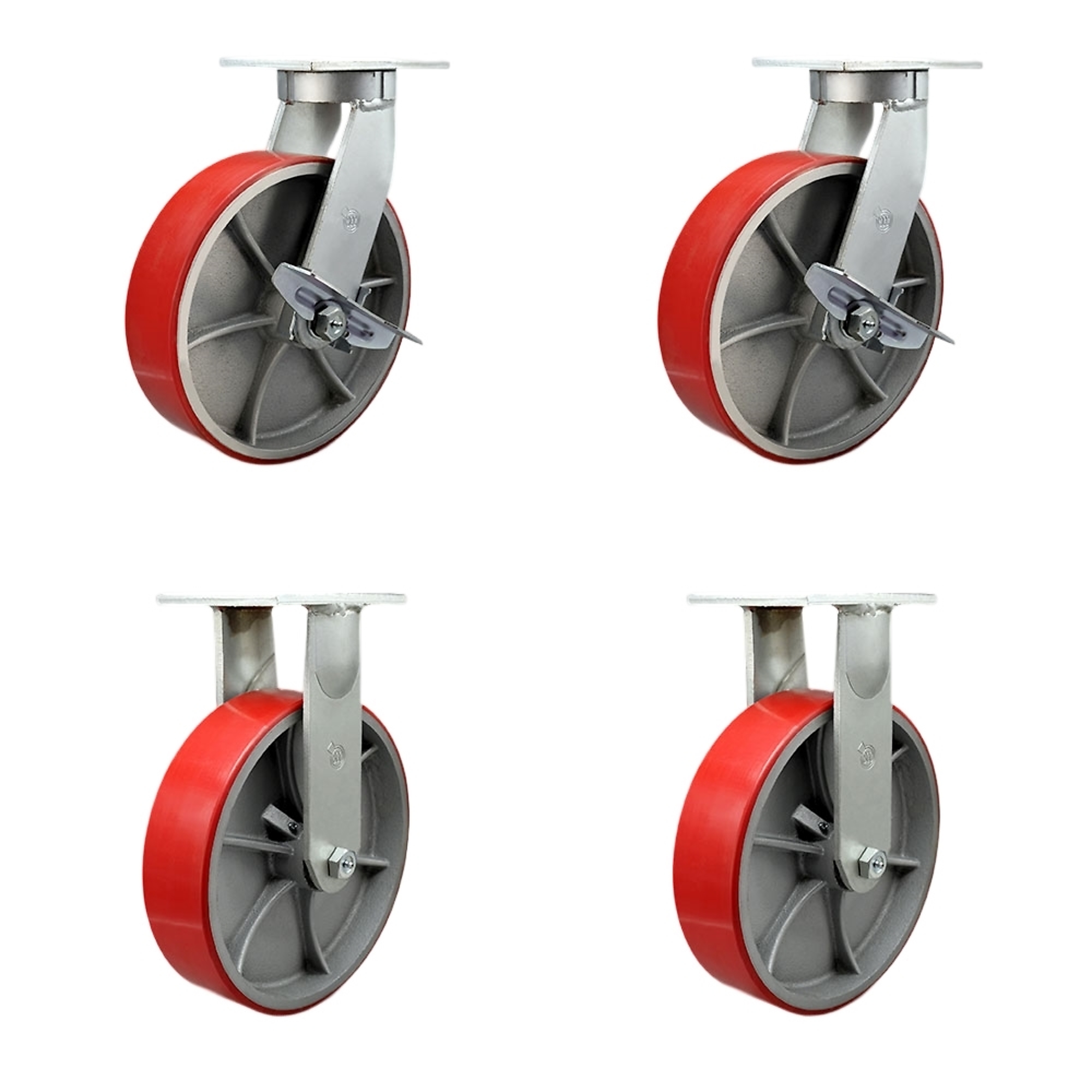 Service Caster, 12in. x 3in. Plate Casters, Wheel Diameter 12 in, Caster Type Swivel, Package (qty.) 4, Model# SCC-KP92S1230-PUR-RS-SLB-BSL-2-R-2