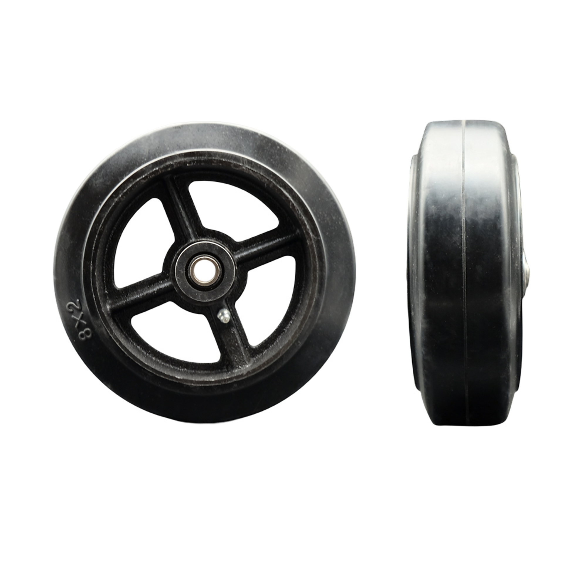 SY America 4\"x2\" Cast Iron V Groove Caster Wheel With Straight Roller Bearing Capacity Up To 800 Lbs (Silver Wheel
