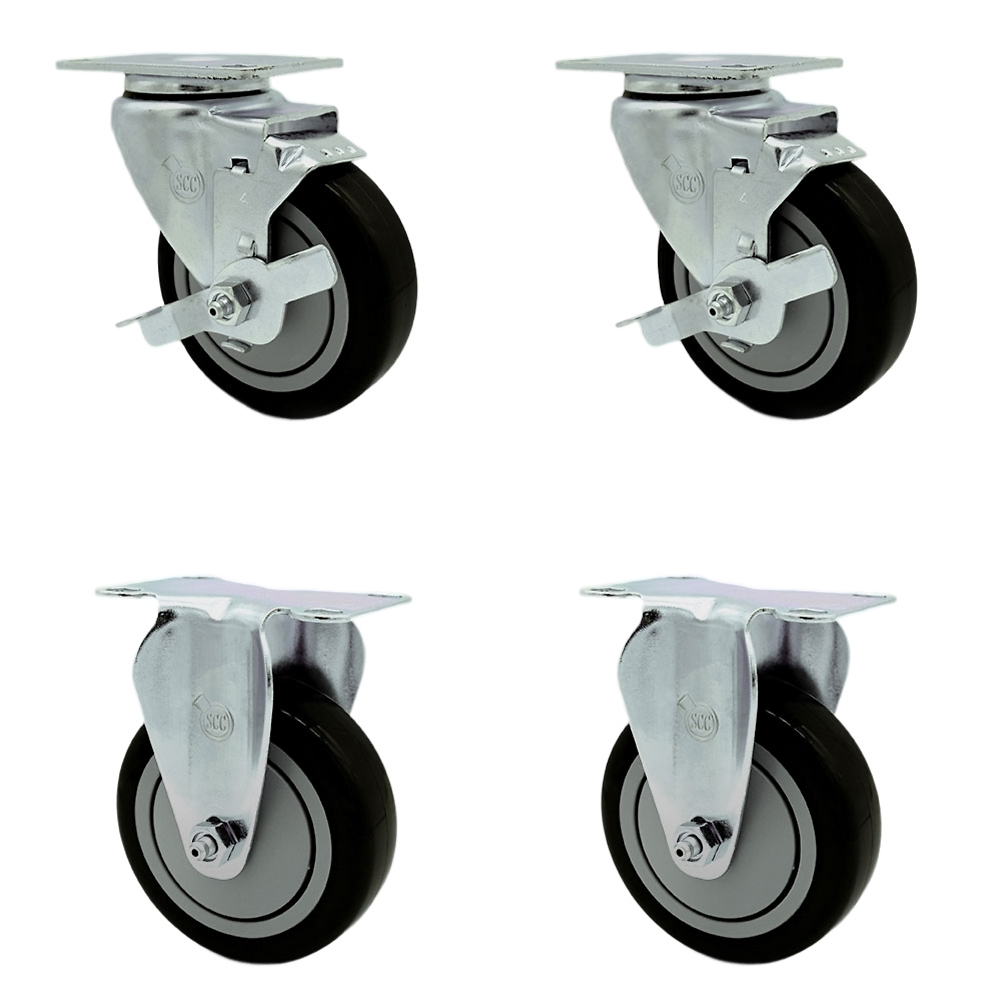Service Caster, 4in. x 1 1/4in. Plate Casters, Wheel Diameter 4 in ...
