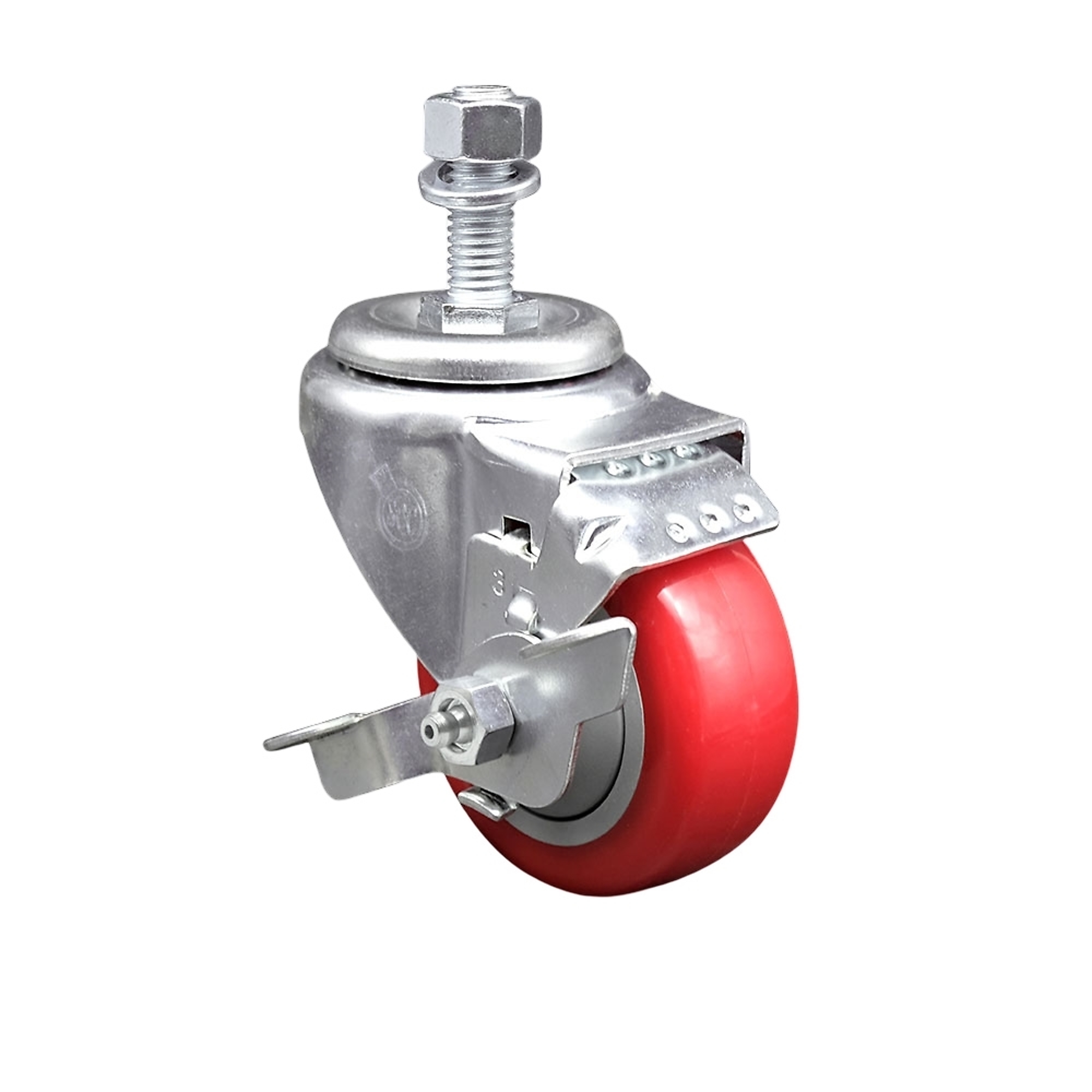 Service Caster, 3 1/2in. x 1 1/4in. Stem Caster, Wheel Diameter 3.5 in, Caster Type Swivel, Package (qty.) 1, Model# SCC-TS20S3514-PPUB-RED-TLB-M1215