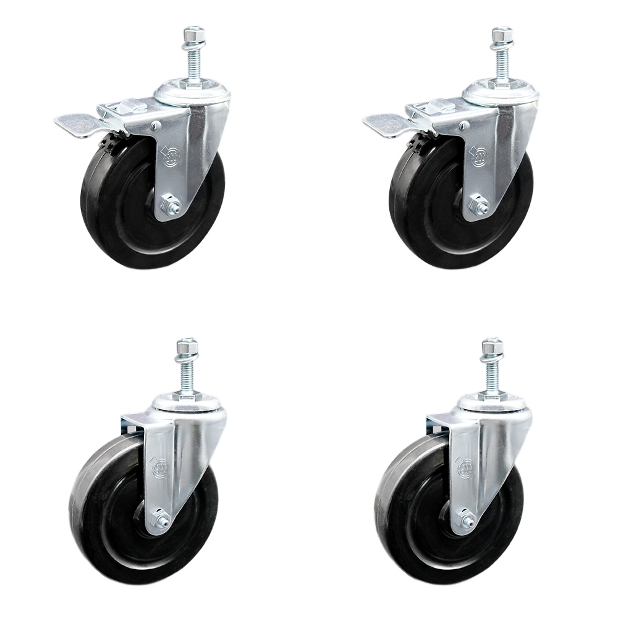 Service Caster, 5in. x 1 1/4in. Stem Casters, Wheel Diameter 5 in, Caster Type Swivel, Package (qty.) 4, Model# SCC-SSTSTTL20S514-HRS-M1015-2-S-2
