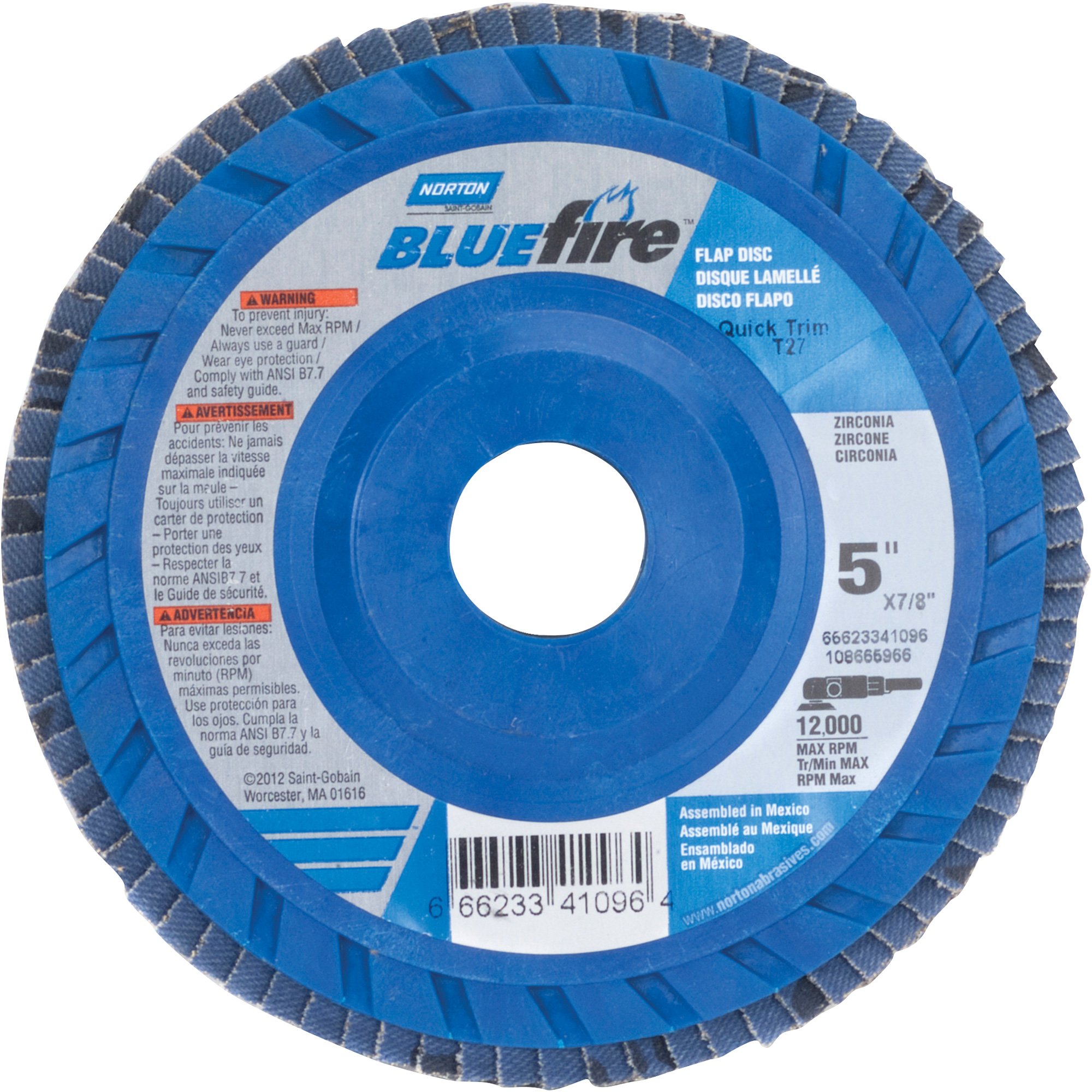 Norton Bluefire Type 27 Flap Disc — 2-Pk., 5in. x 7/8in