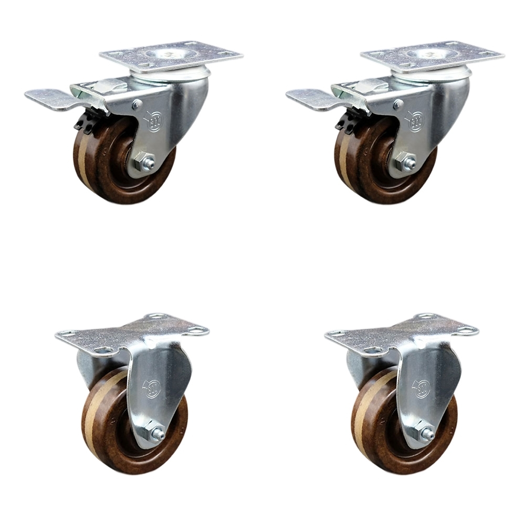Service Caster, 3in. x 1 1/4in. Plate Casters, Wheel Diameter 3 in, Caster Type Swivel, Package (qty.) 4, Model# SCC-TTL20S314-PHSHT-2-R-2