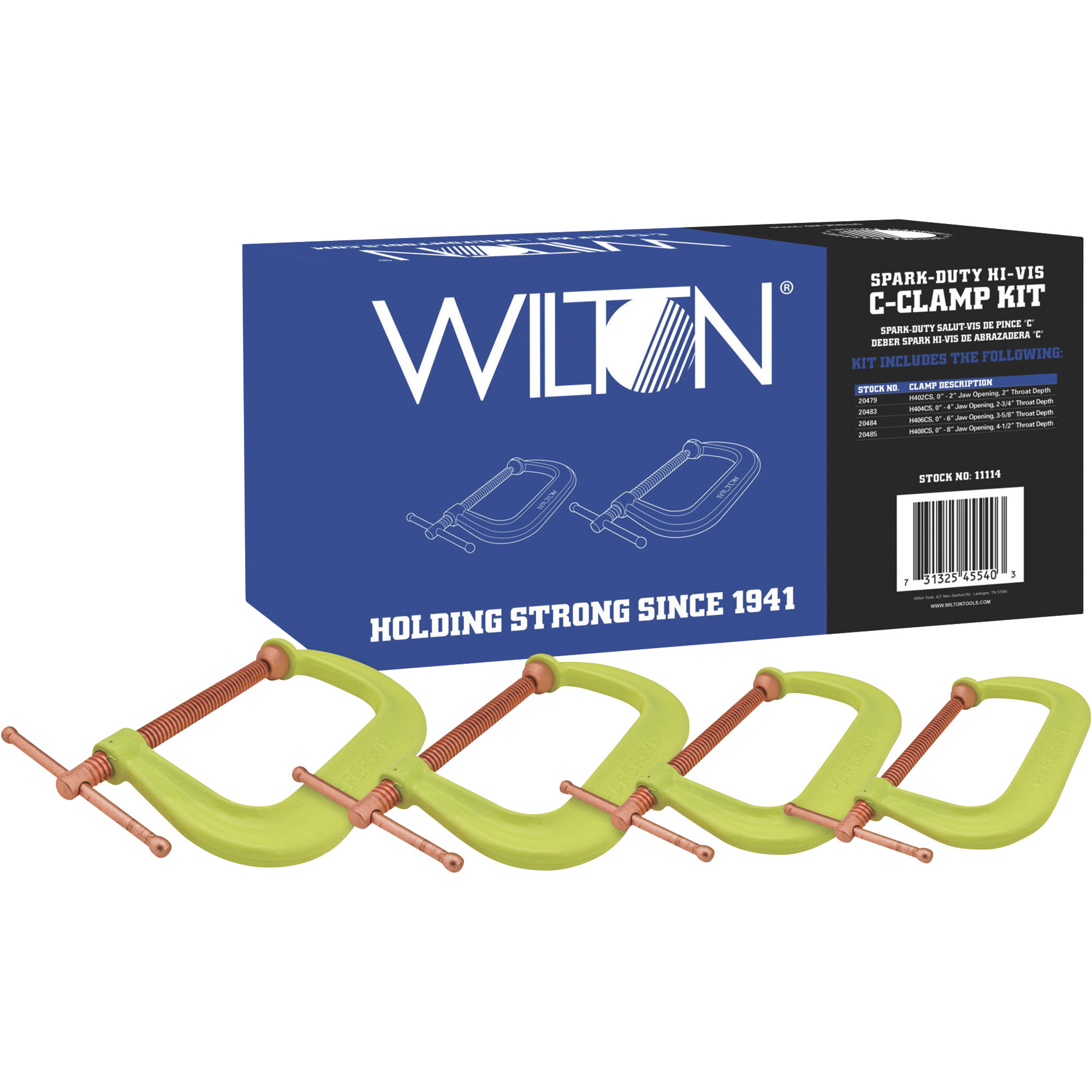 Wilton Spark Duty Hi-Vis C-Clamp Kit, 4pcs., Model# 400 Series