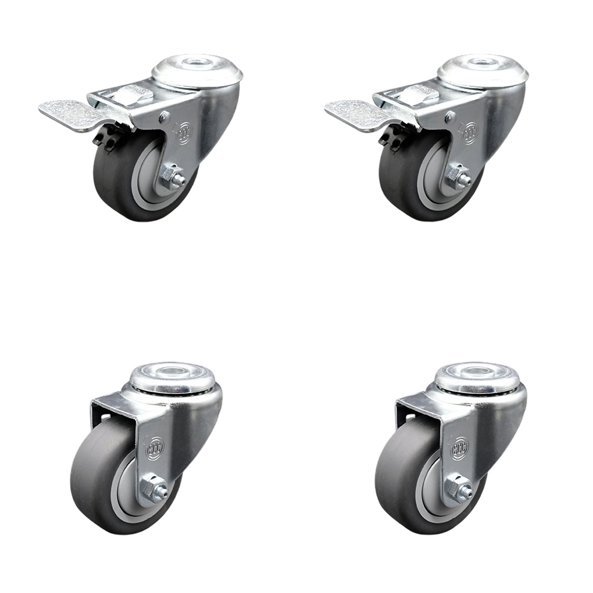 Service Caster, 3in. x 1 1/4in. Stem Casters, Wheel Diameter 3 in, Caster Type Swivel, Package (qty.) 4, Model# SCC-BHTTL20S314-TPRB-2-S-2