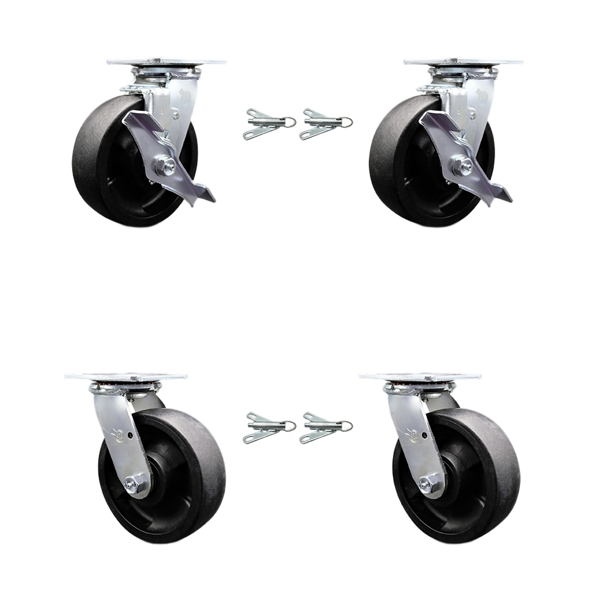 Service Caster, 6in. x 2in. Plate Casters, Wheel Diameter 6 in, Caster Type Swivel, Package (qty.) 4, Model# SCC-30CS620-GFNR-TLB-BSL-2-BSL-2
