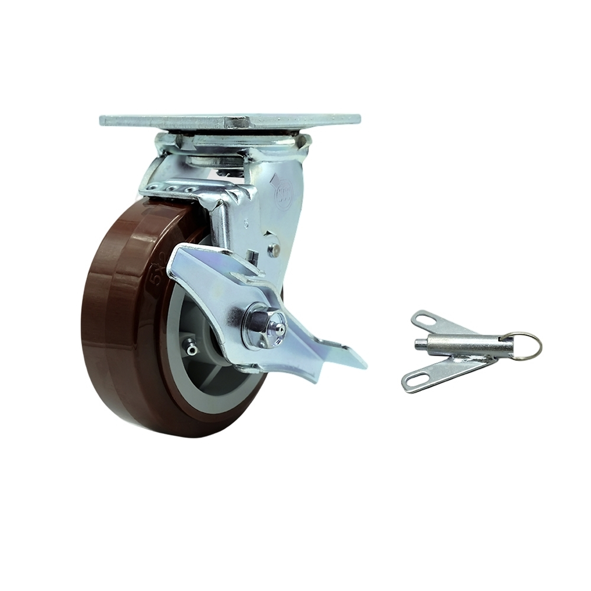 Service Caster, 5in. x 2in. Plate Caster, Wheel Diameter 5 in, Caster Type Swivel, Package (qty.) 1, Model# SCC-SS30S520-PPUR-TLB-BSL