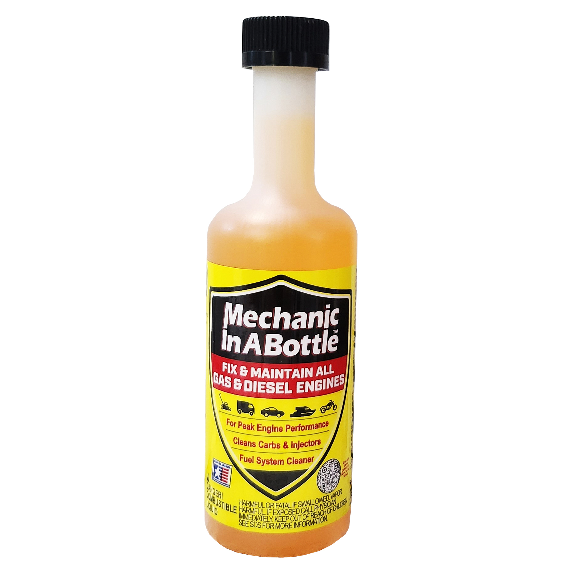 B3C Fuel Solutions, Mechanic in a Bottle Fuel Sys Fix/Cleaner - 8 oz, Included (qty.) 1 oz, Fluid Ounces 8 fl, Model# 2-008-9