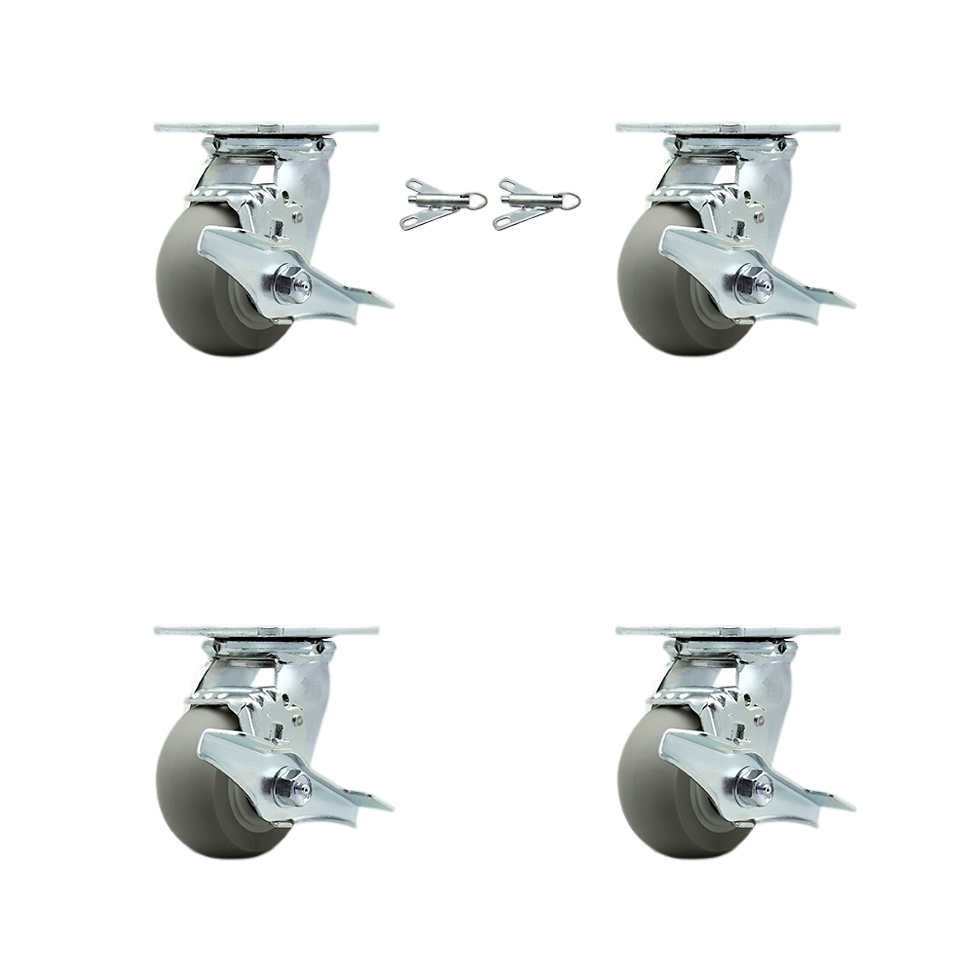 Service Caster, 4in. x 2in. Plate Casters, Wheel Diameter 4 in, Caster ...