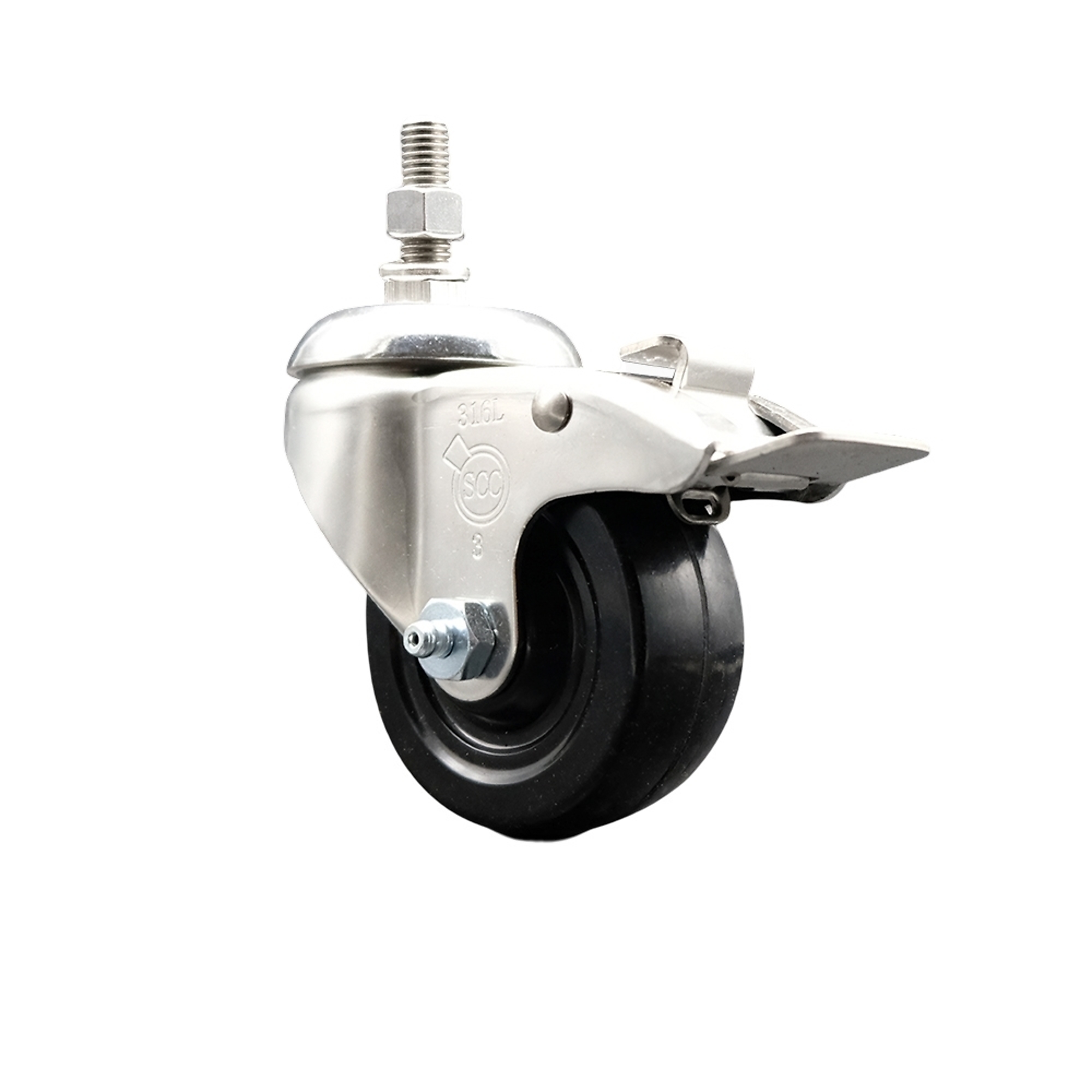 Service Caster, 3 1/2in. x 1 1/4in. Stem Caster, Wheel Diameter 3.5 in, Caster Type Swivel, Package (qty.) 1, Model# SCC-SS316TSTTL20S3514-HRS-M1215