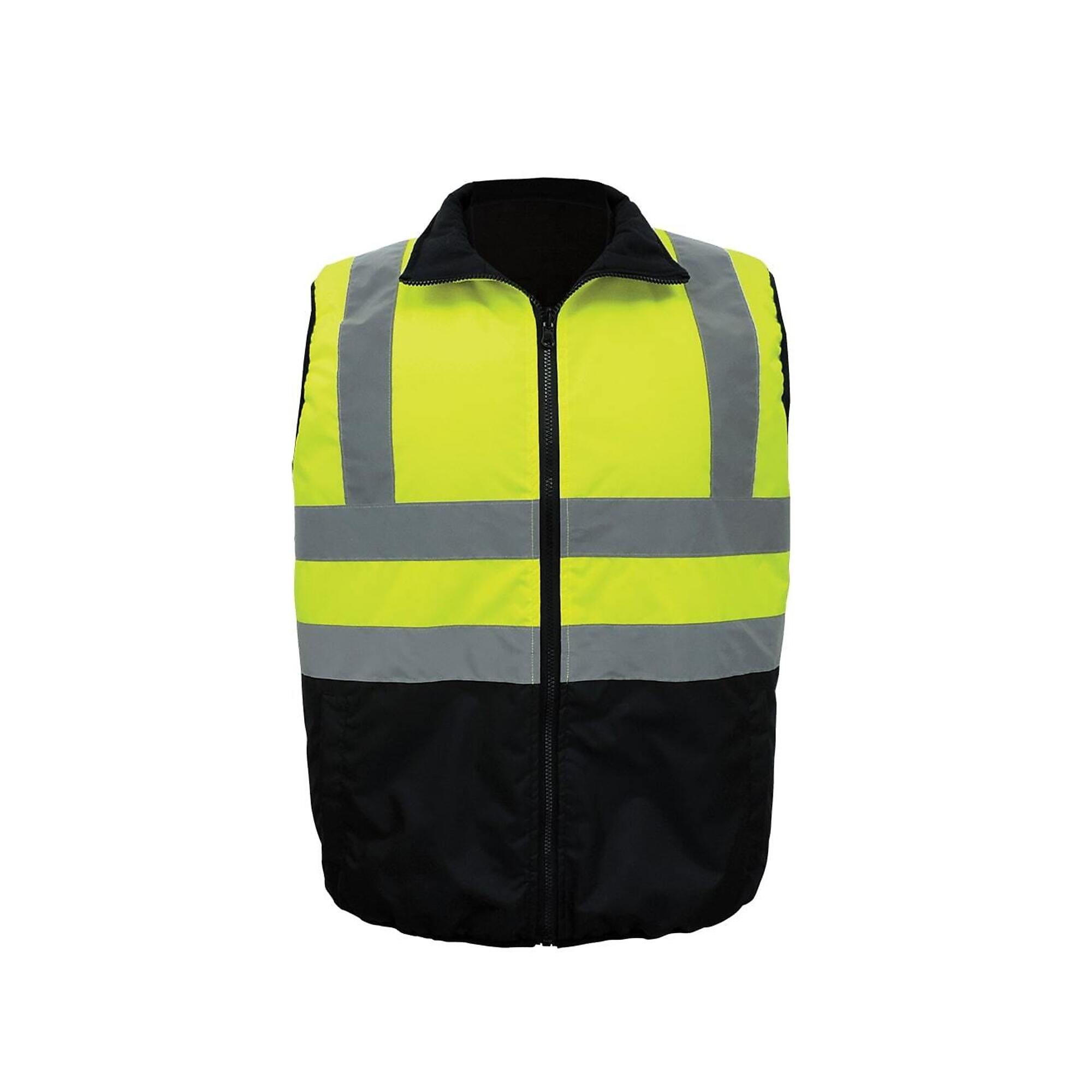 FrogWear, HV Yel/Grn,Black, Class 2 Reversible, Insulated Safety Vest ...