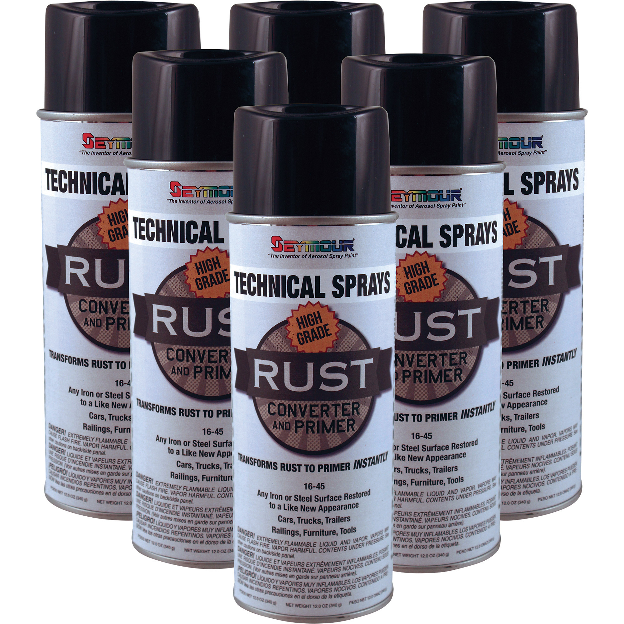 Prin Over Rust Seymour Rust Converter and Primer — Two 6-Packs, 12-Oz. Cans, Black ...