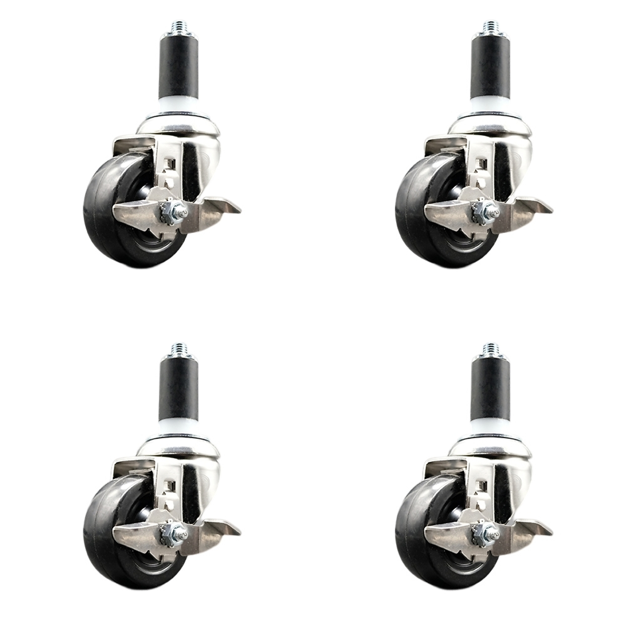 Service Caster, 3 1/2in. x 1 1/4in. Stem Casters, Wheel Diameter 3.5 in, Caster Type Swivel, Package (qty.) 4, Model# SCC-SS316EX20S3514-SRS-TLB-138-4
