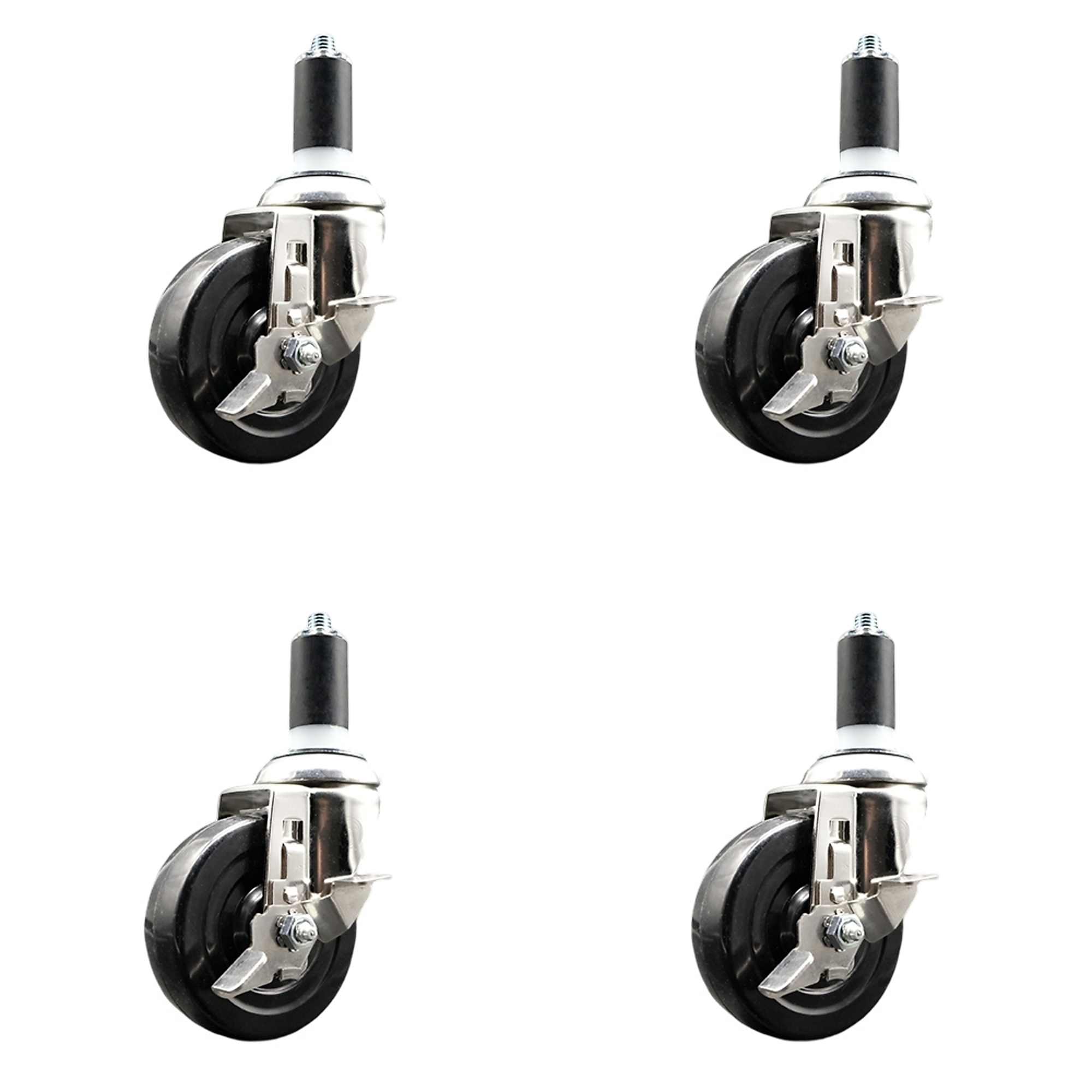 Service Caster, 4in. x 1 1/4in. Stem Casters, Wheel Diameter 4 in, Caster Type Swivel, Package (qty.) 4, Model# SCC-SS316EX20S414-SRS-TLB-138-4