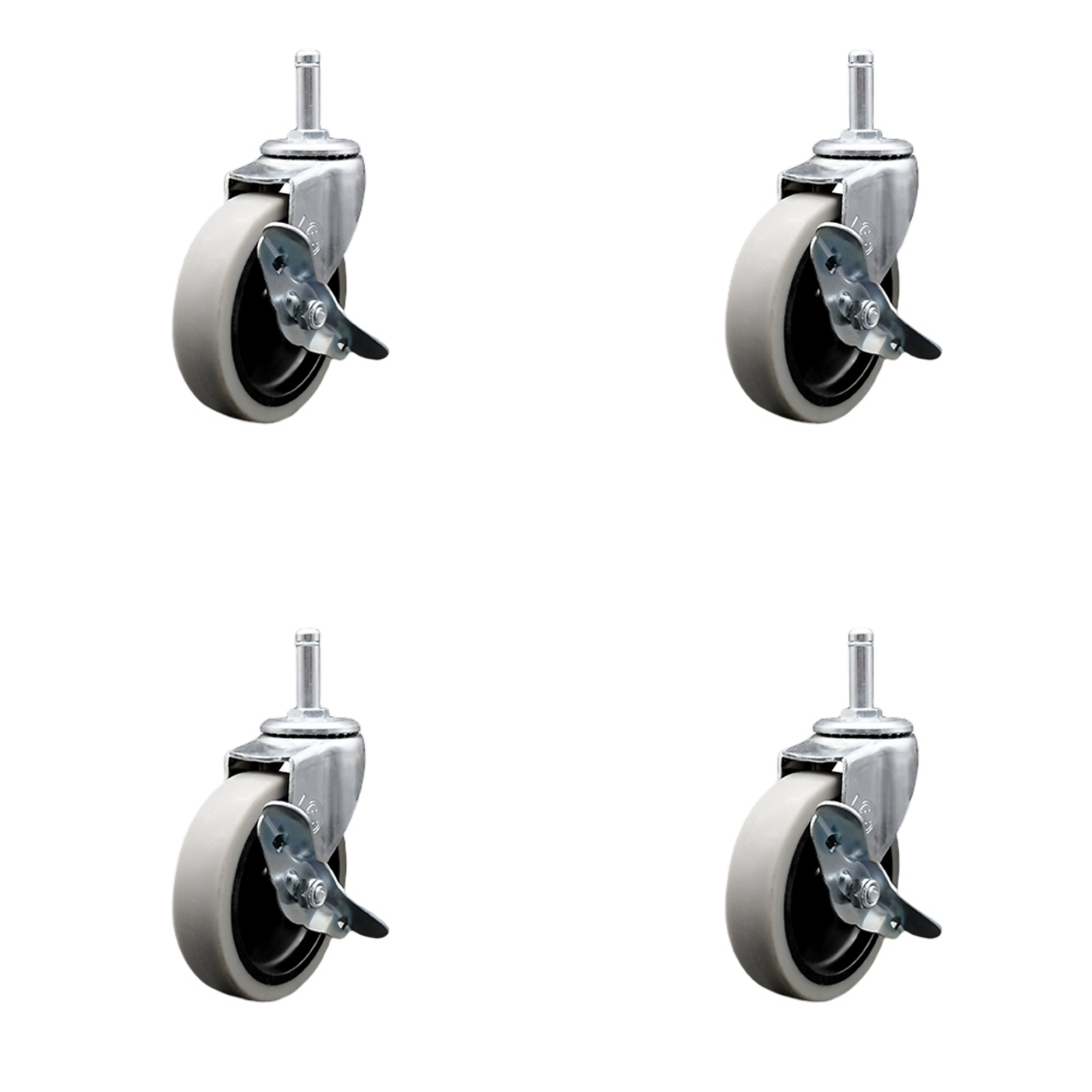 4 Swivel Stem Casters for Utility Carts - 4/Set