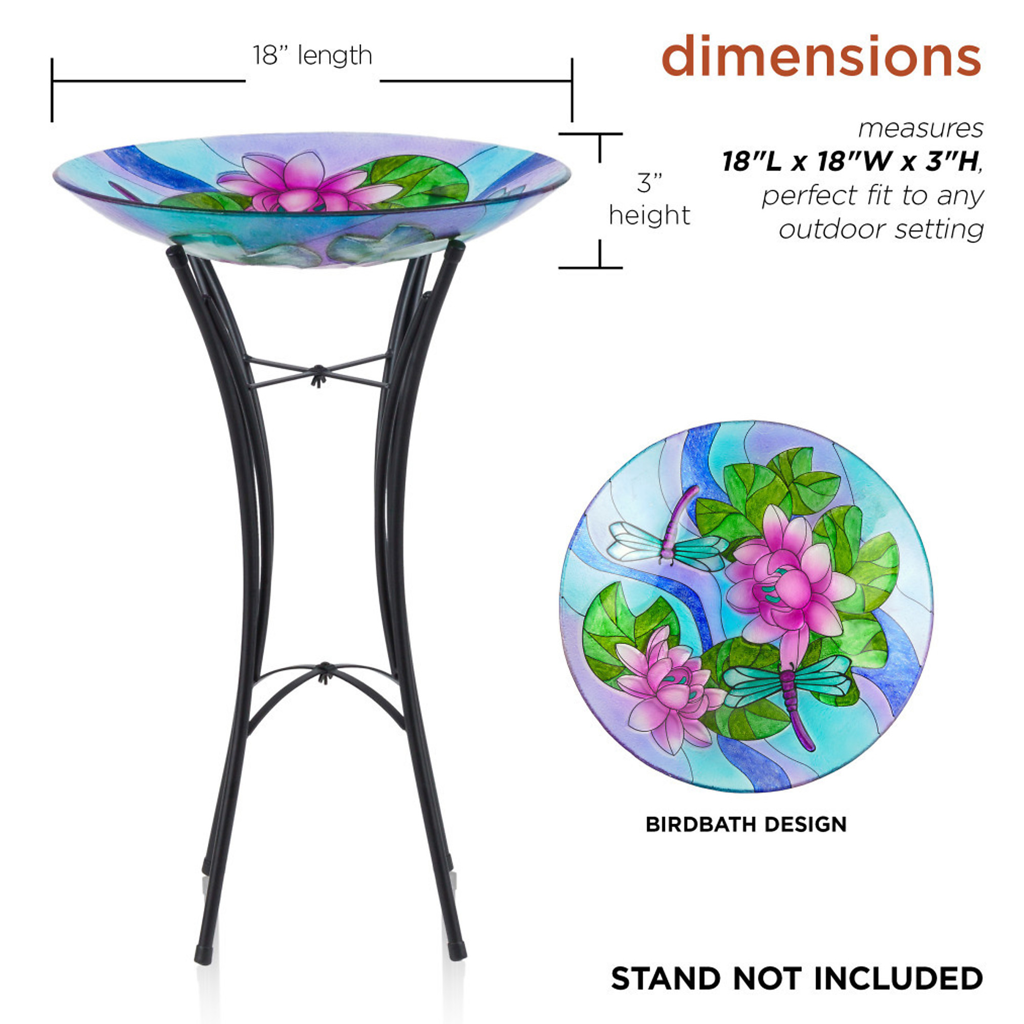 Alpine Corporation, 18in. Purple Dragonfly Painted Finish Glass ...