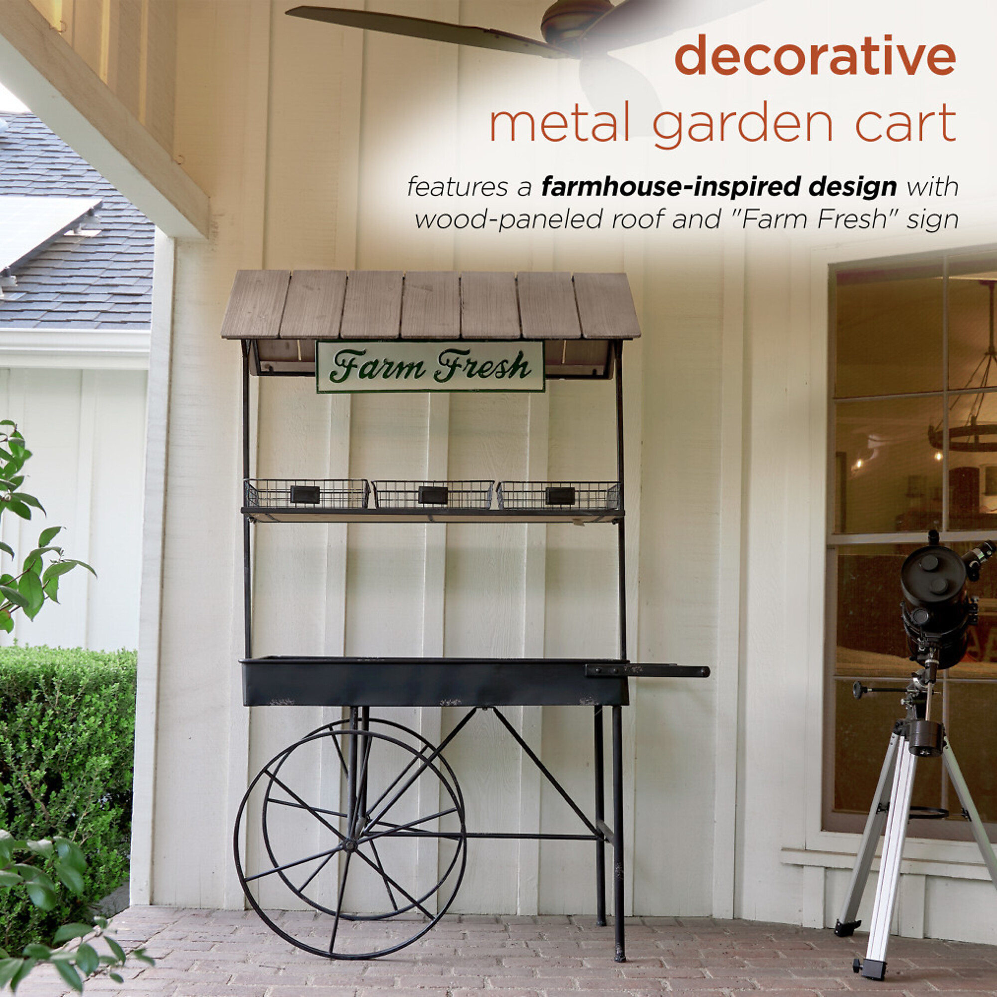 Alpine Corporation, Farm Fresh Metal and Wood Cart, Model YHL760