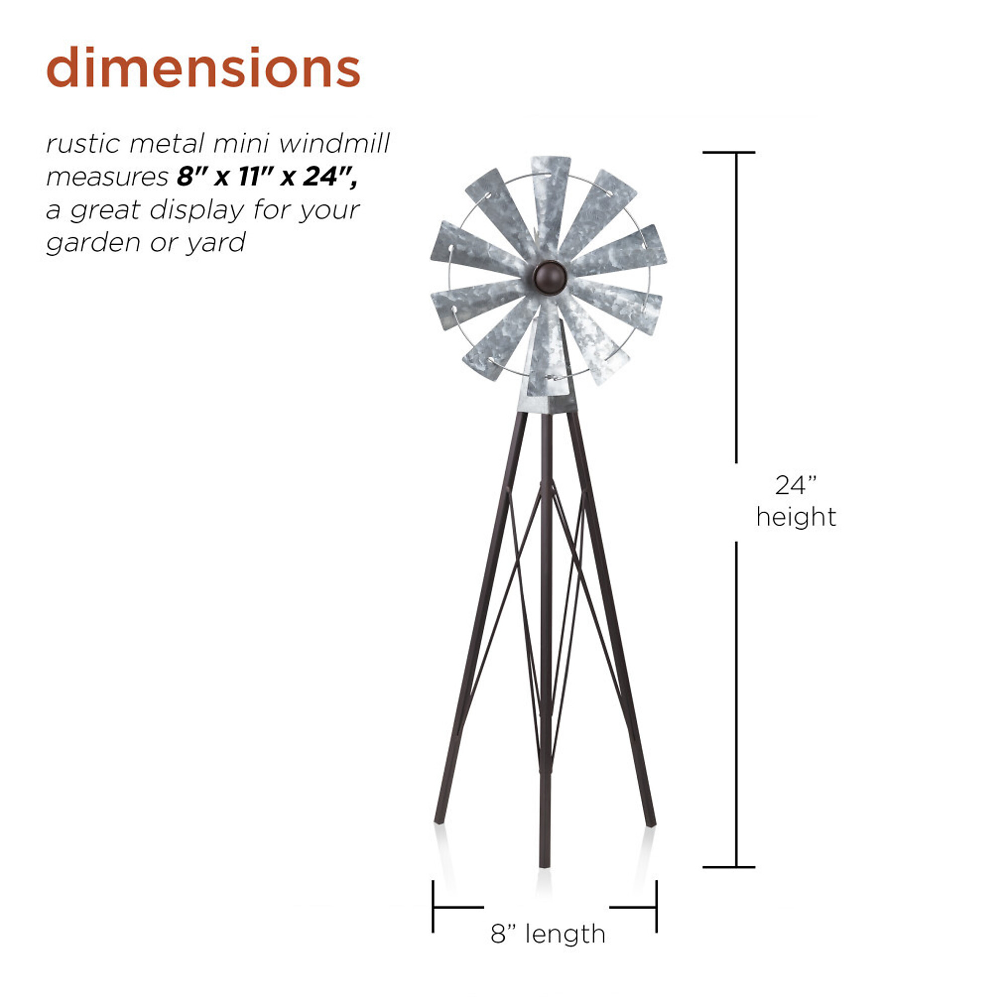 Alpine Corporation, Rustic Bronze and Silver Metal Mini Windmill, Model ...