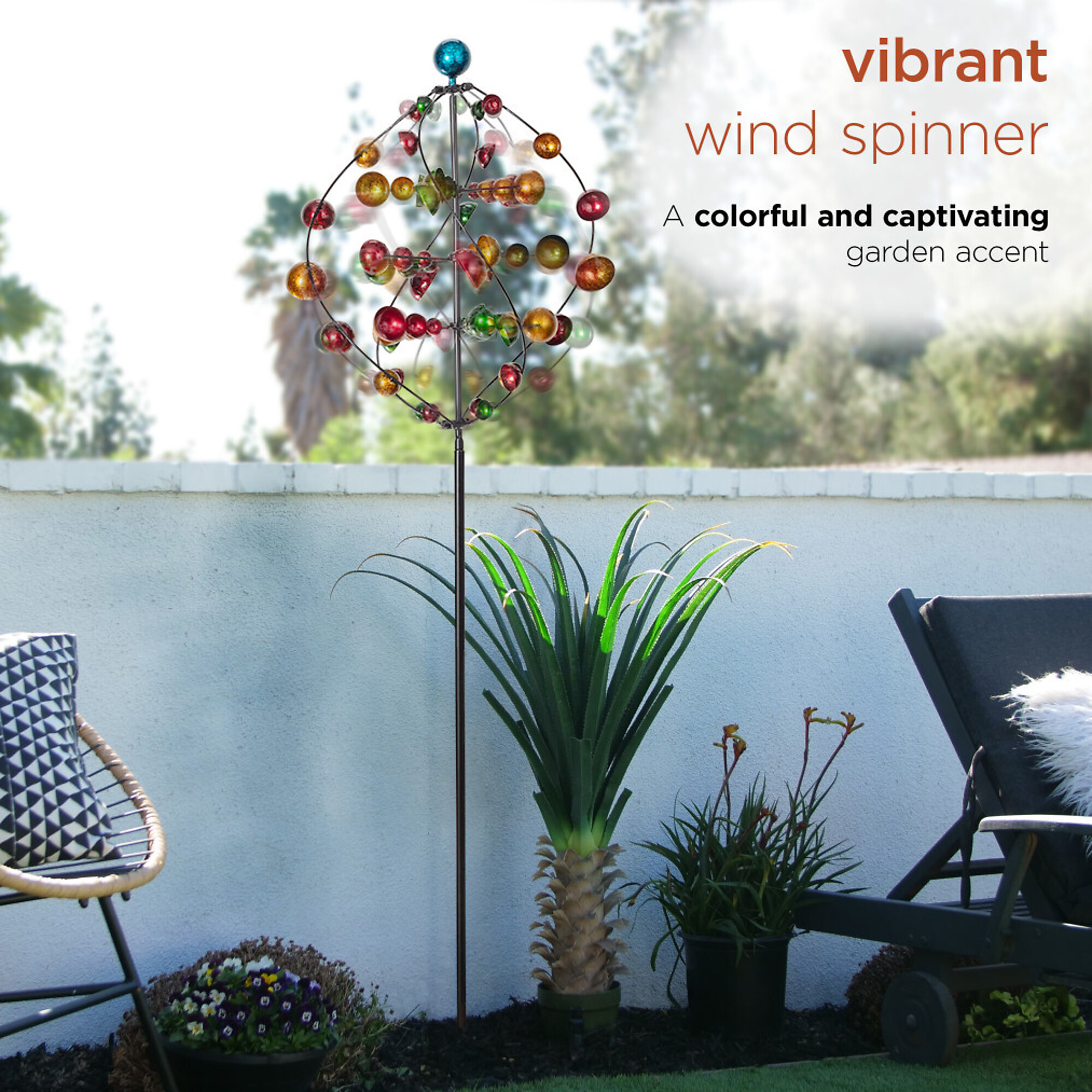 Alpine Corporation, Colorful Orbital Wind Spinner Garden Stake, Model