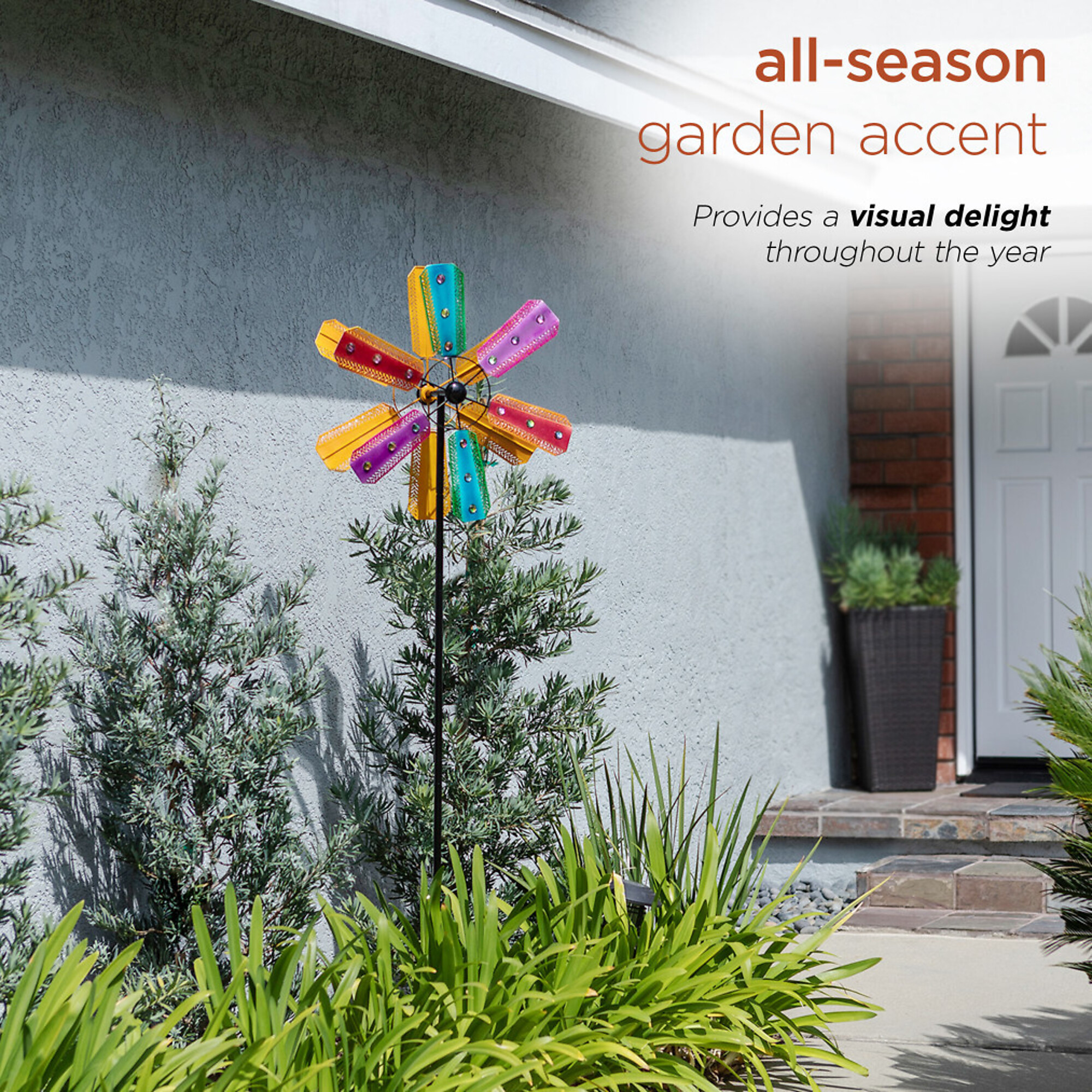 Alpine Corporation, Vibrant Dual Kinetic Wind Spinner Garden Stake