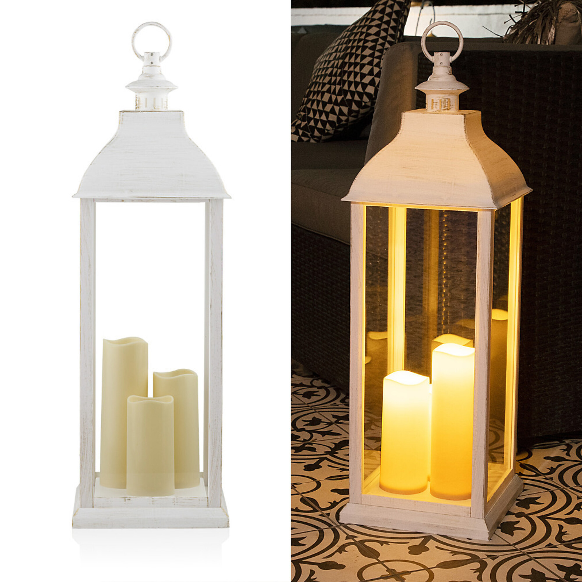 ライト・ランタン L'Abeille BEE 75 lantern Alpine Corporation, White Candlelit Lantern w/ White LED Lights