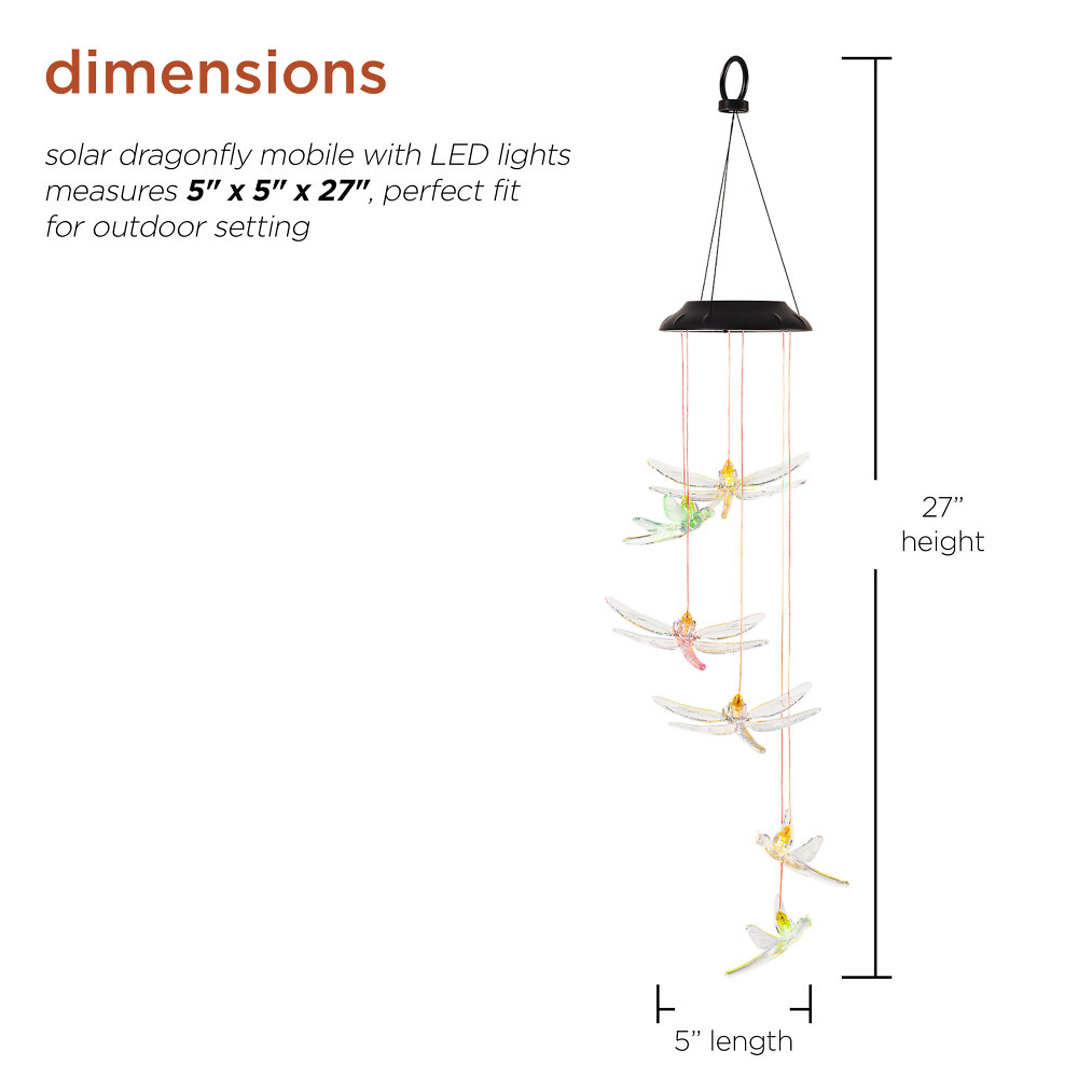 Alpine Corporation, Solar Dragonfly Mobile w/Color-Changing LED Lights ...