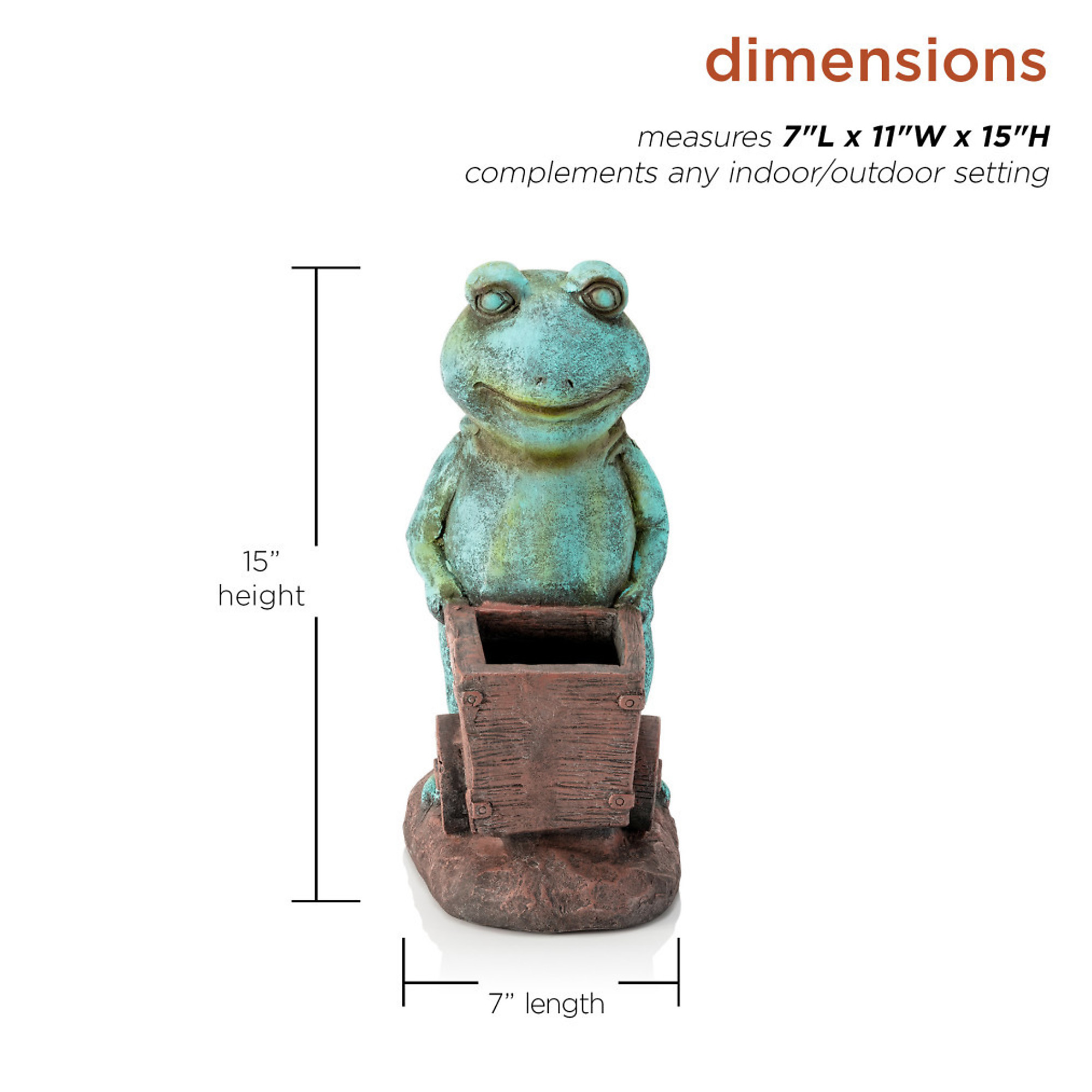 Alpine Corporation, Frog Pushing Wagon Statue Planter, Model# ZEN716 ...