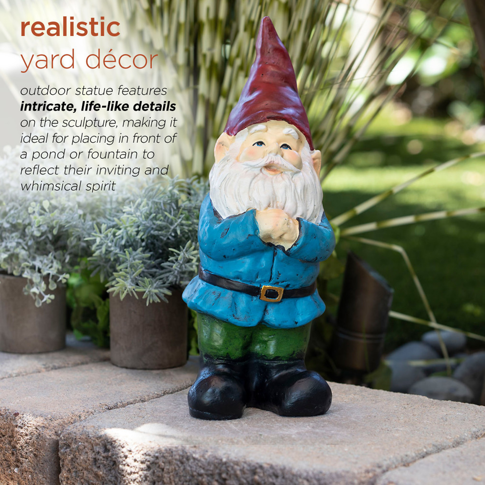 Alpine Corporation, Bearded Garden Gnome Statue with Red Hat