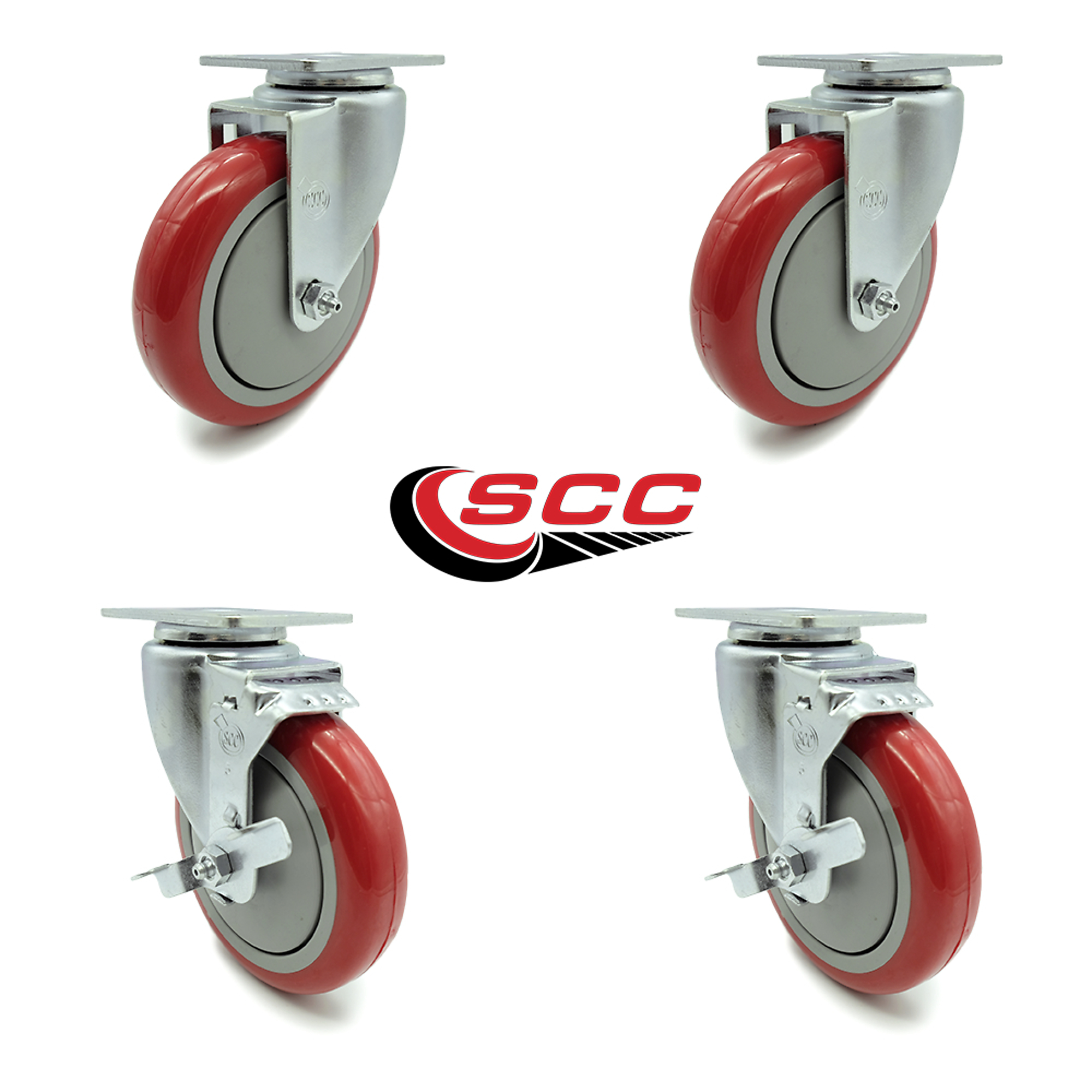 Service Caster, 5in. x 1 1/4in. Plate Casters, Wheel Diameter 5 in ...