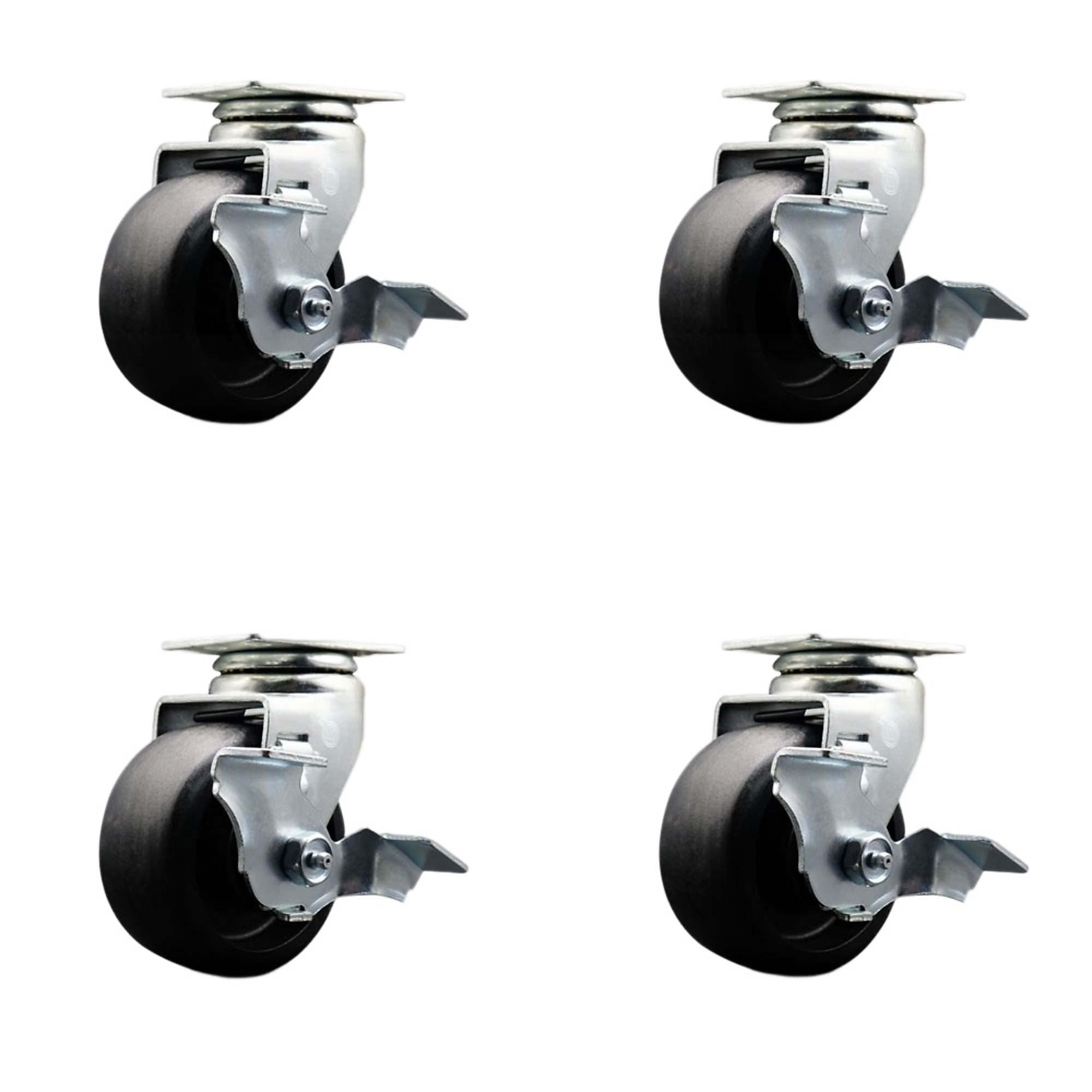 Service Caster, 4in. x 2in. Plate Casters, Wheel Diameter 4 in, Caster ...