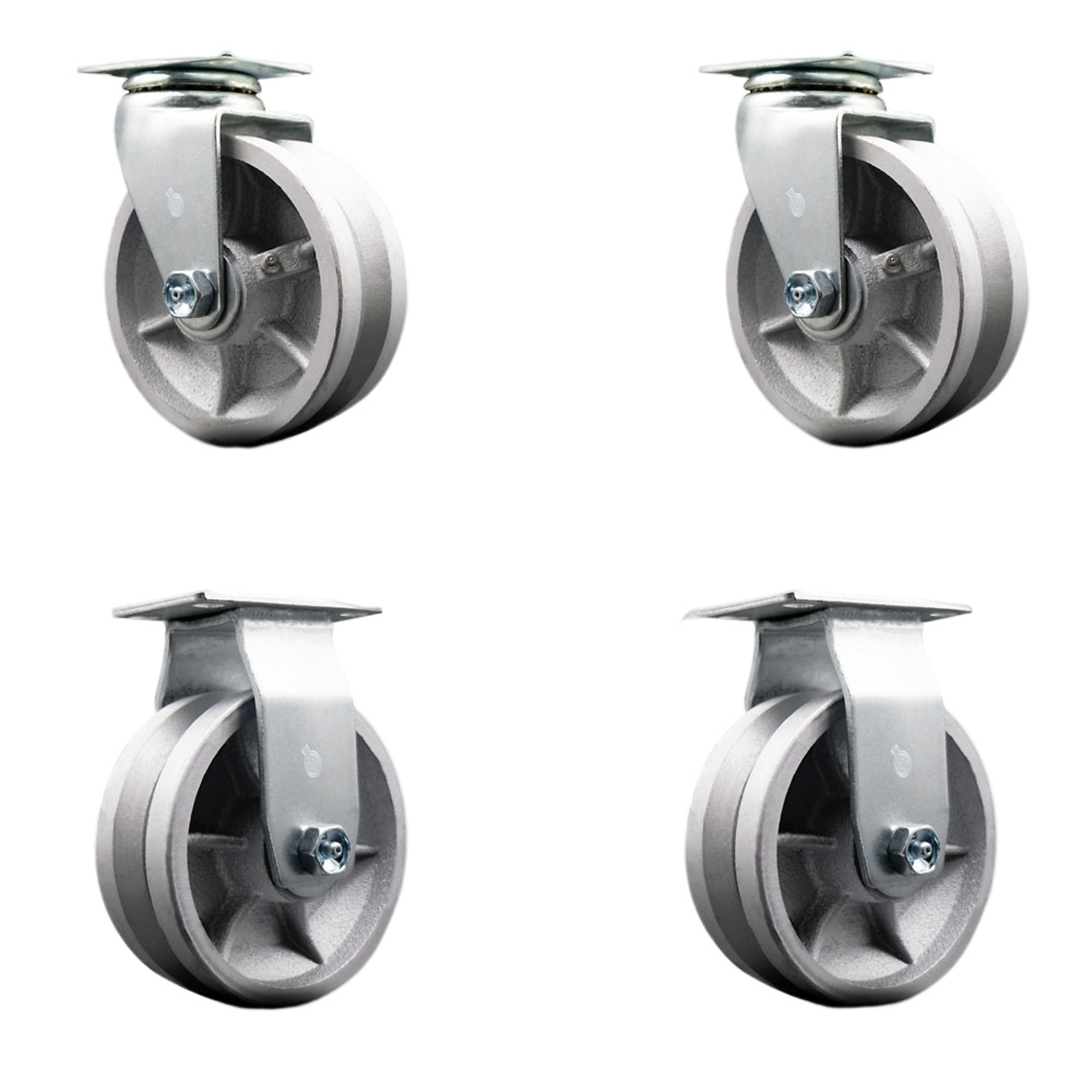 Service Caster, 5in. x 2in. Plate Casters, Wheel Diameter 5 in, Caster Type Swivel, Package (qty.) 4, Model# SCC-20S520-VGB-2-R-2