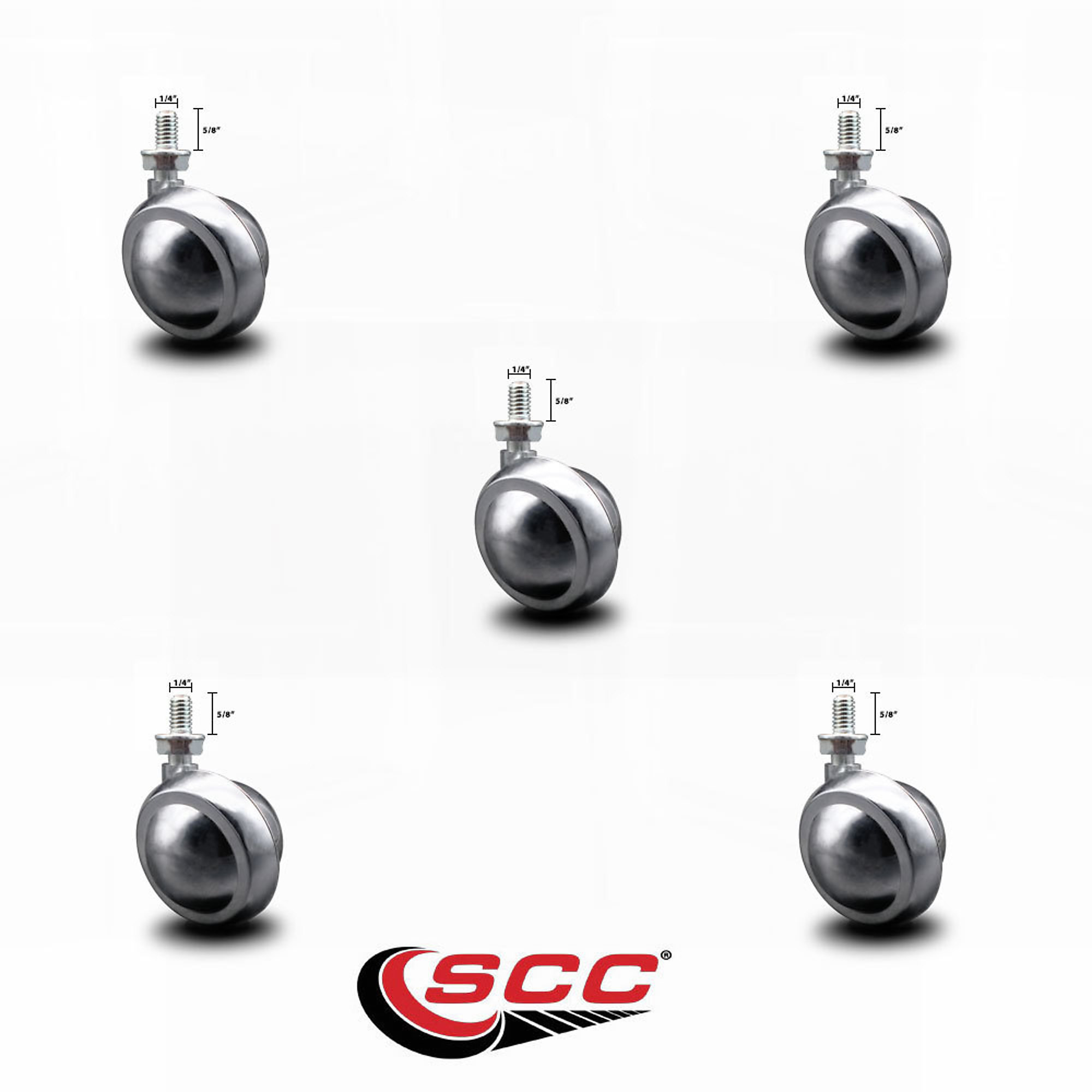 Service Caster, 2in. Stem Casters, Wheel Diameter 2 in, Caster Type