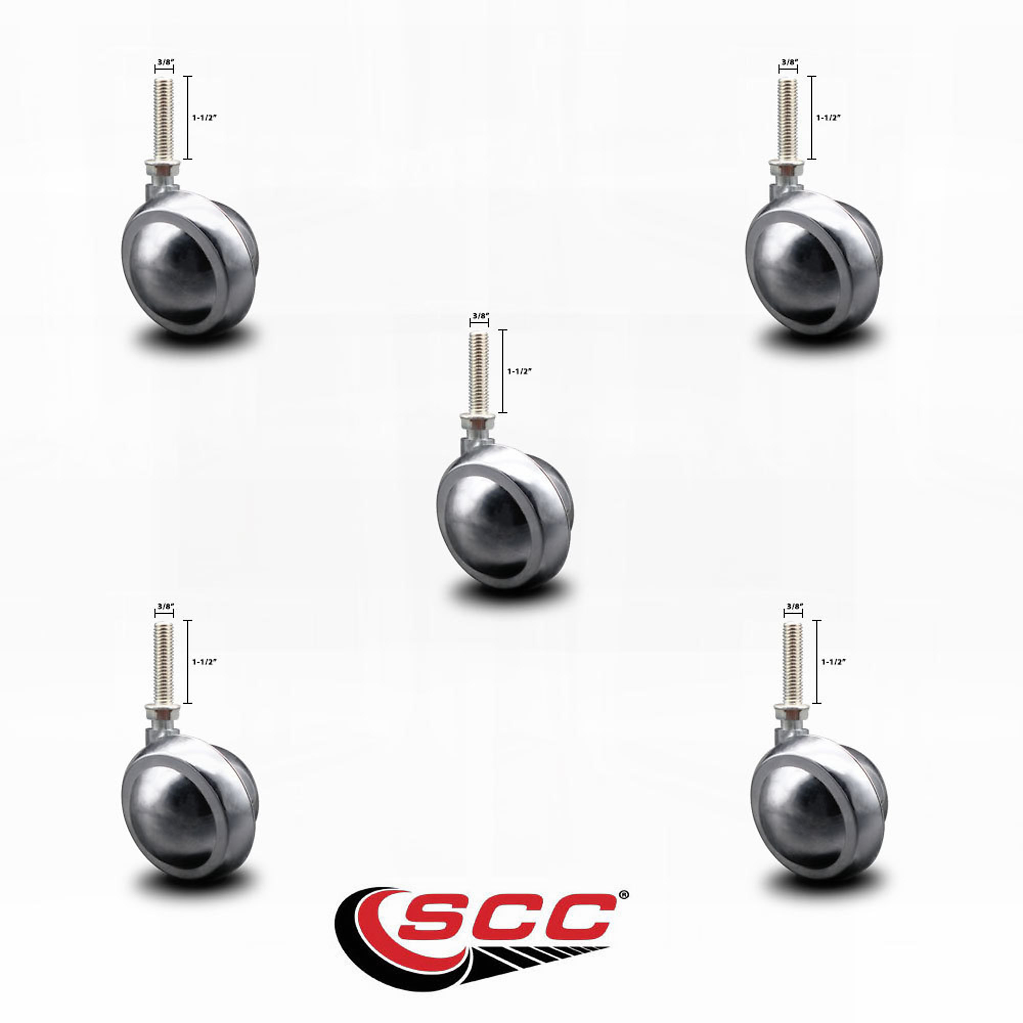 Service Caster, 2in. Stem Casters, Wheel Diameter 2 in, Caster Type