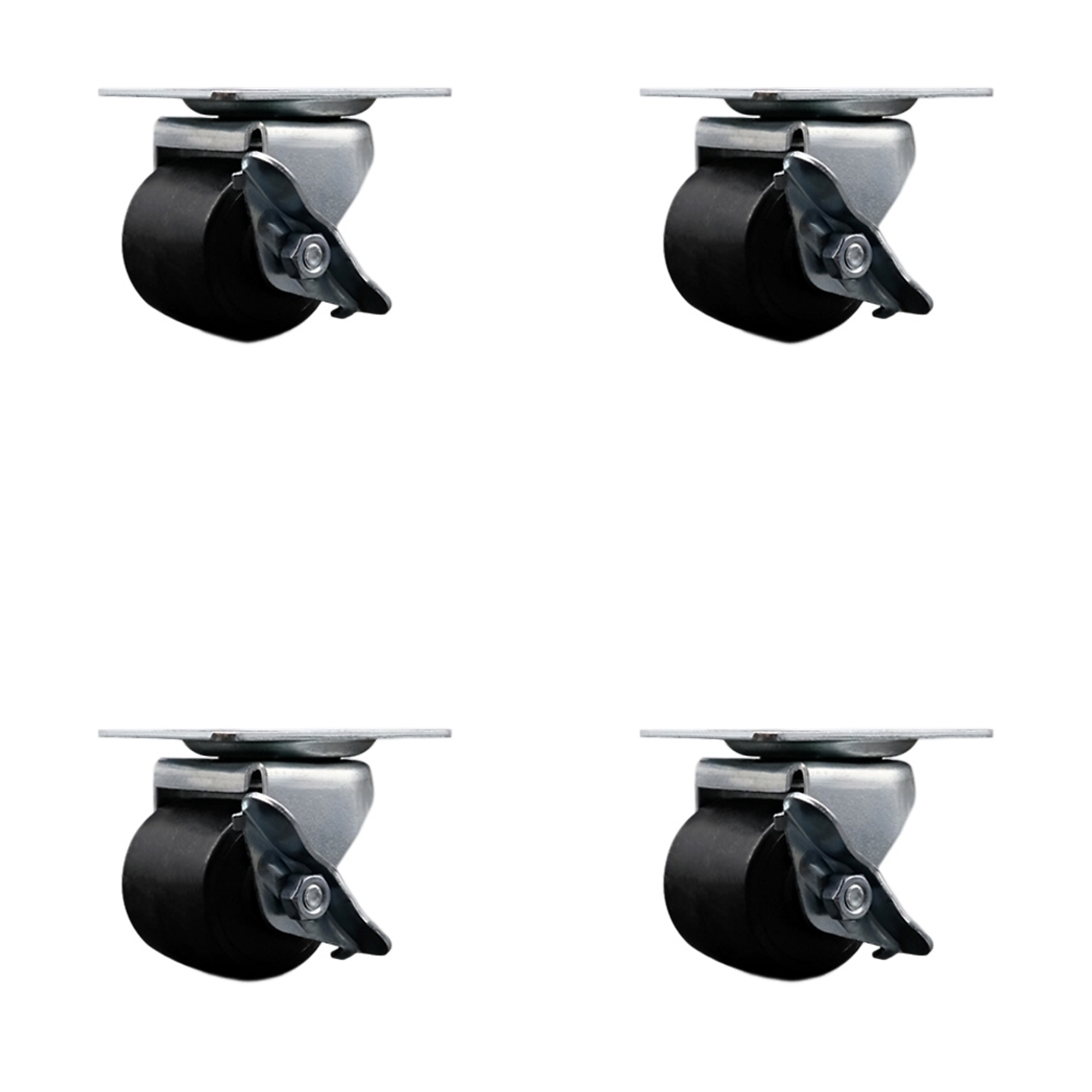 Service Caster, 2in. Plate Casters, Wheel Diameter 2 in, Caster Type Swivel, Package (qty.) 4, Model# SCC-04S211316-POS-SLB-4
