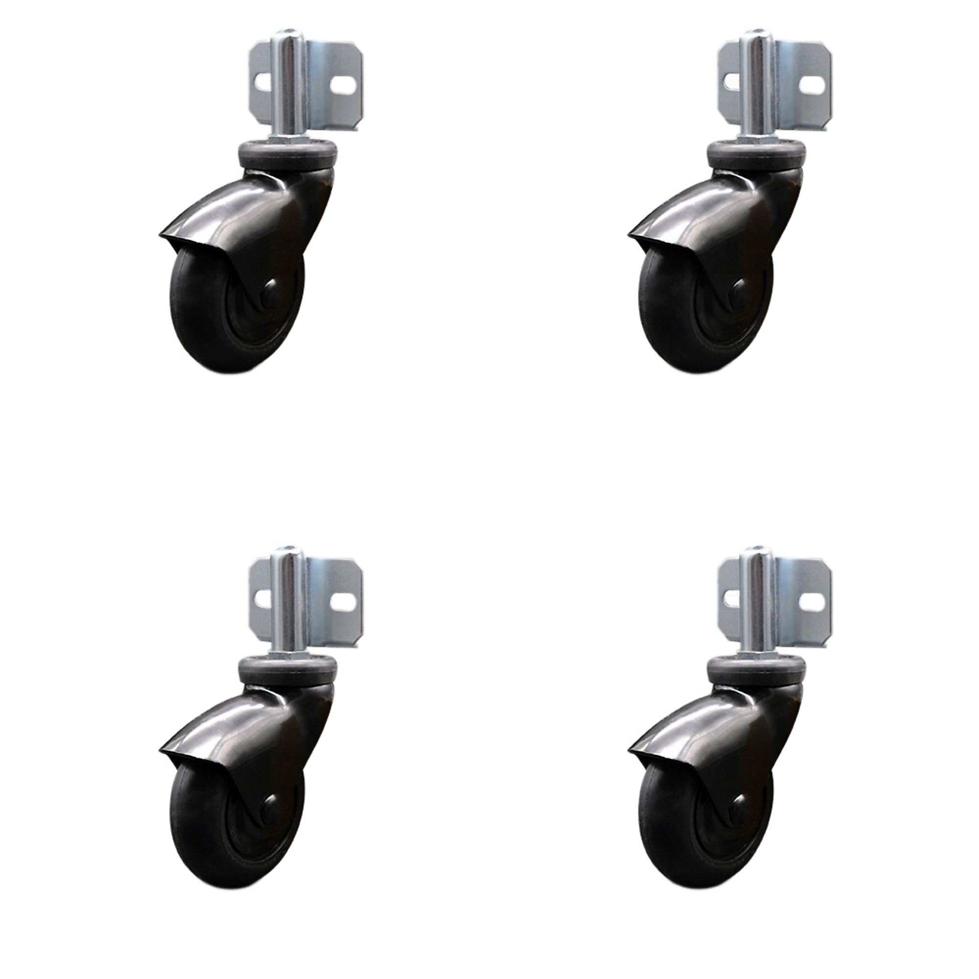 Service Caster, 3in. x 15/16in. Stem Casters, Wheel Diameter 3 in, Caster Type Swivel, Package (qty.) 4, Model# SCC-GR03S310-NPRB-BK-71678-4-CB180-4