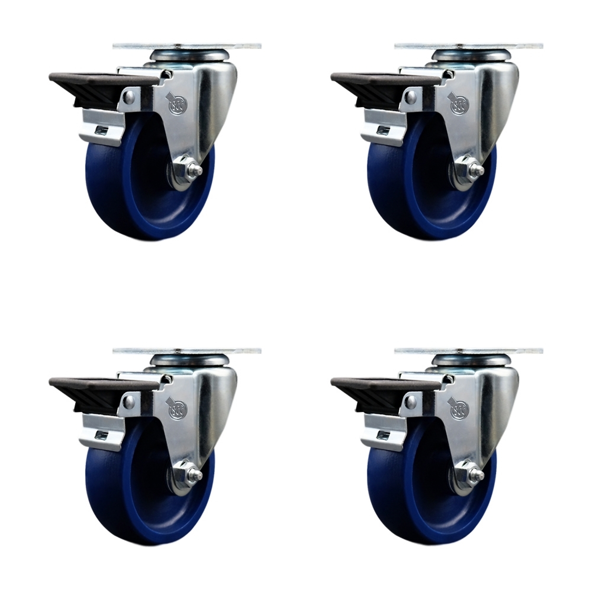 Service Caster, 4in. x 1 1/4in. Plate Casters, Wheel Diameter 4 in ...