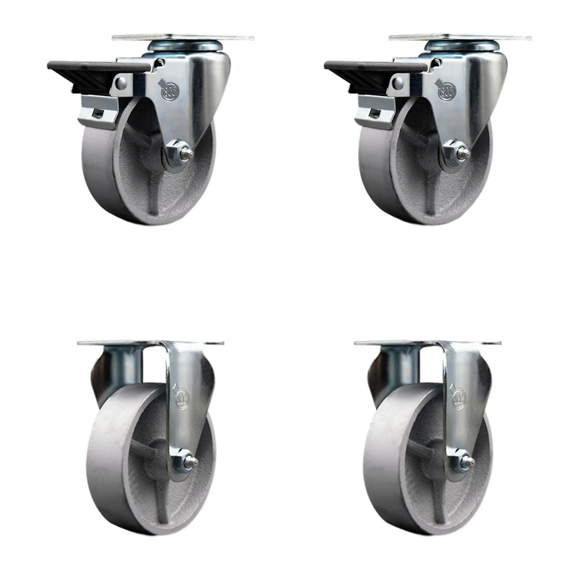 Service Caster, 4in. x 1 1/4in. Plate Casters, Wheel Diameter 4 in ...
