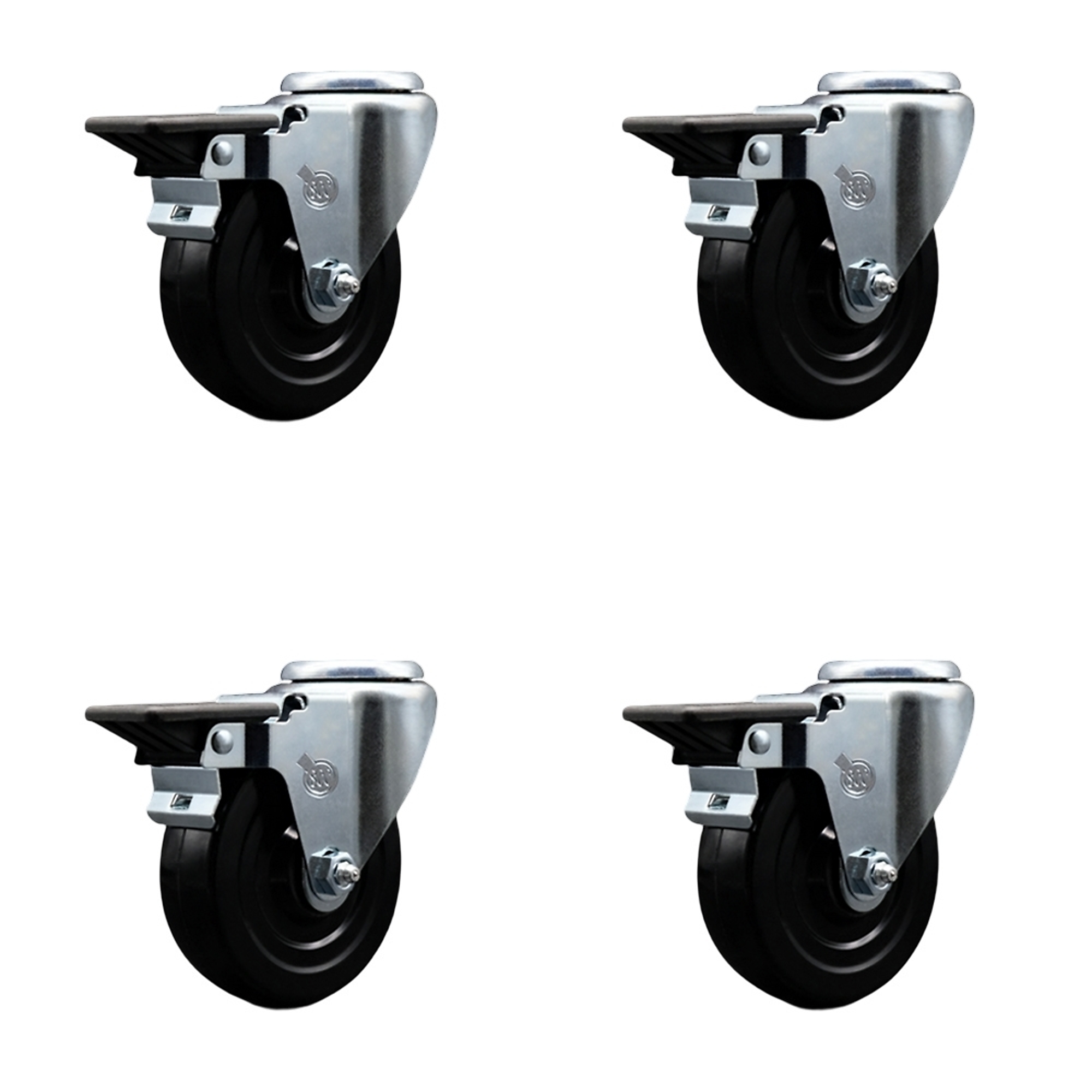 Service Caster, 4in. x 1 1/4in. Stem Casters, Wheel Diameter 4 in, Caster Type Swivel, Package (qty.) 4, Model# SCC-BH20S414-HRS-PLB-4