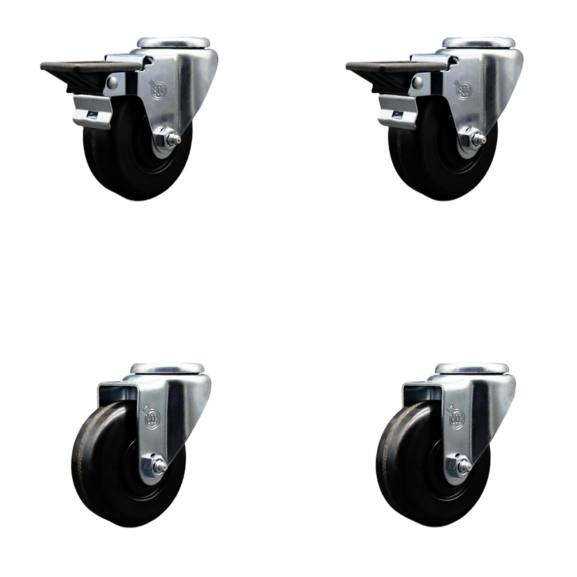 Service Caster, 3 1/2in. x 1 1/4in. Stem Casters, Wheel Diameter 3.5 in, Caster Type Swivel, Package (qty.) 4, Model# SCC-BH20S3514-PHS-PLB-2-S-2