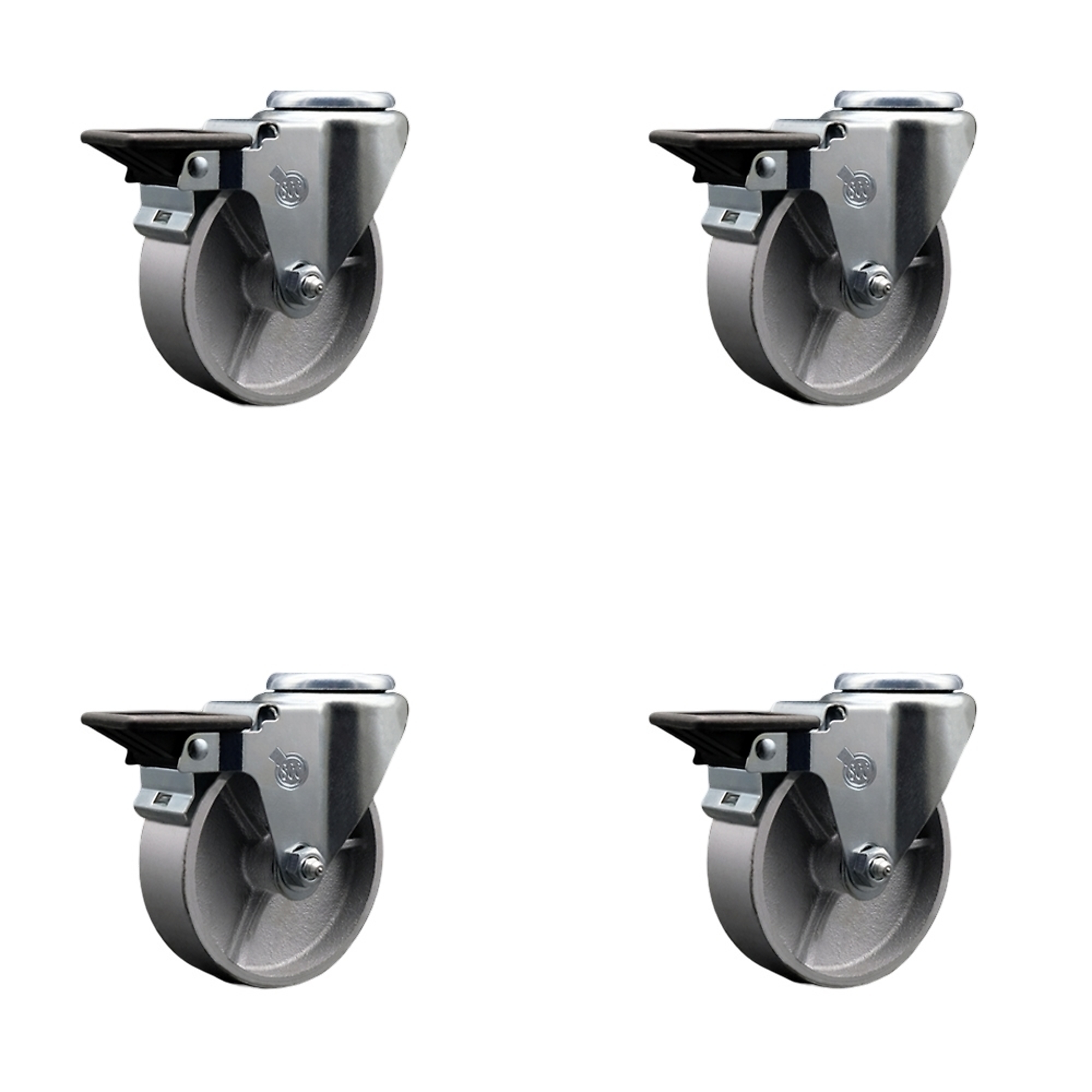 Service Caster, 4in. x 1 1/4in. Stem Casters, Wheel Diameter 4 in, Caster Type Swivel, Package (qty.) 4, Model# SCC-BH20S414-SSS-PLB-4