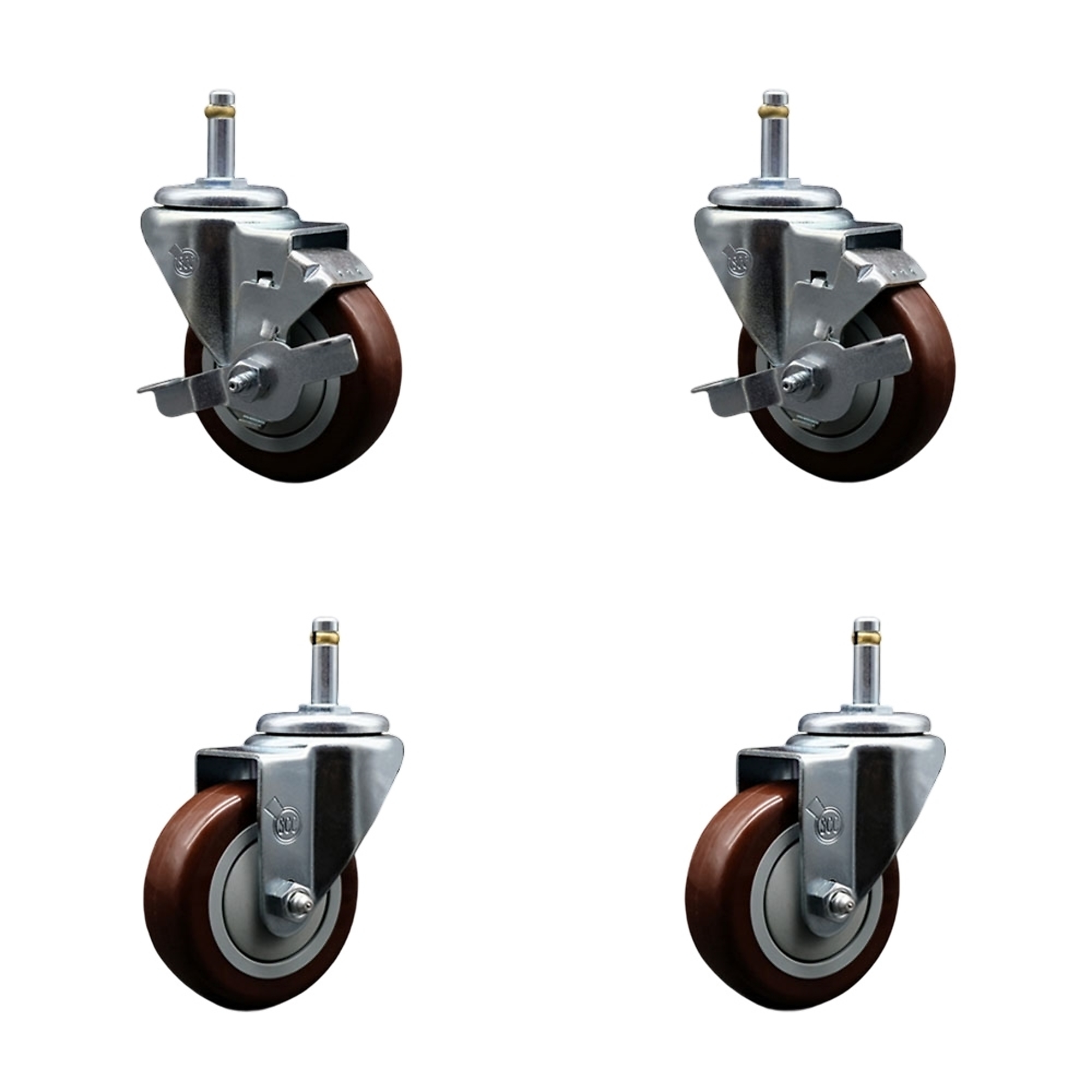 Service Caster, 3 1/2in. x 1 1/4in. Stem Casters, Wheel Diameter 3.5 in, Caster Type Swivel, Package (qty.) 4, Model# GR20S3514-PPUB-MRN-TLB-716138-2-S-2