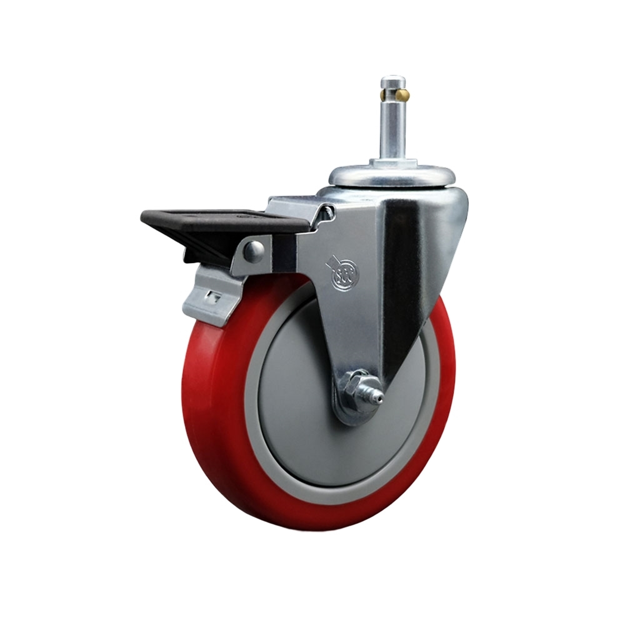 Service Caster, 5in. x 1 1/4in. Stem Caster, Wheel Diameter 5 in, Caster Type Swivel, Package (qty.) 1, Model# SCC-GR20S514-PPUB-RED-PLB-716138