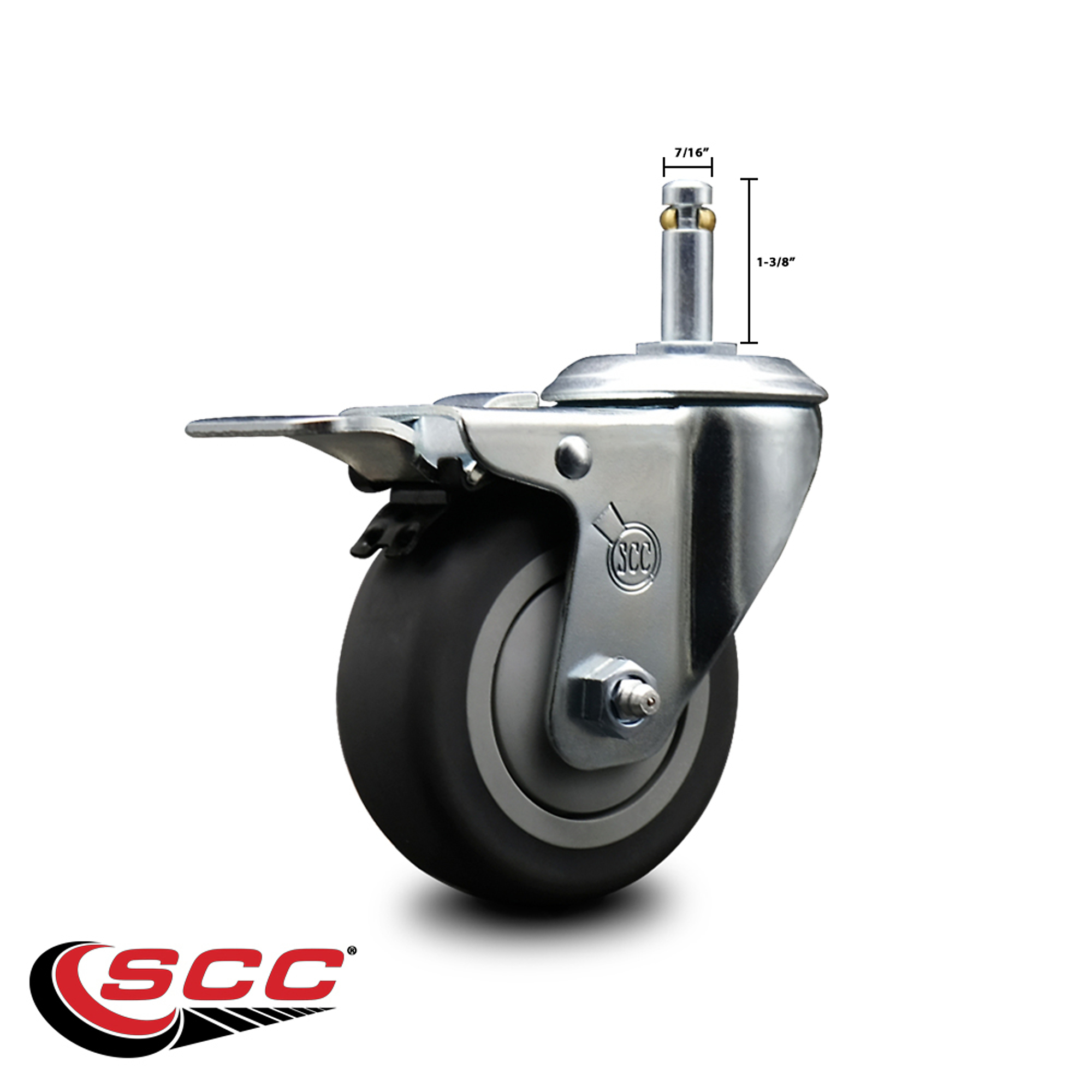 Service Caster, 4in. x 1 1/4in. Stem Caster, Wheel Diameter 4 in ...