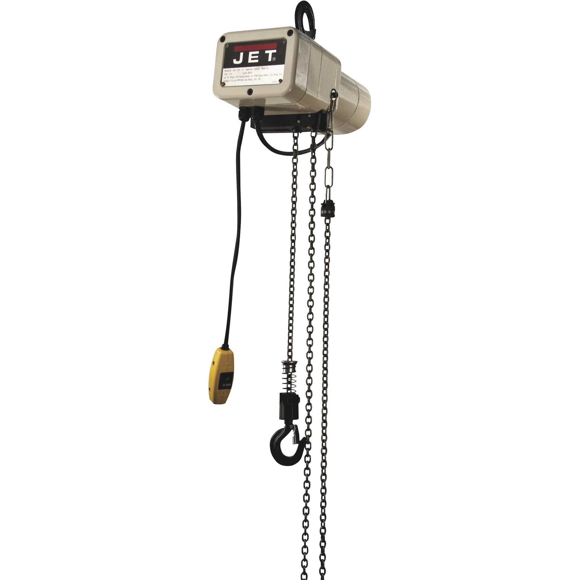 JET JSH Series Electric Chain Hoist, 1/8-Ton Capacity, 10ft. Lift, 1-Phase, Model# JSH-275-10
