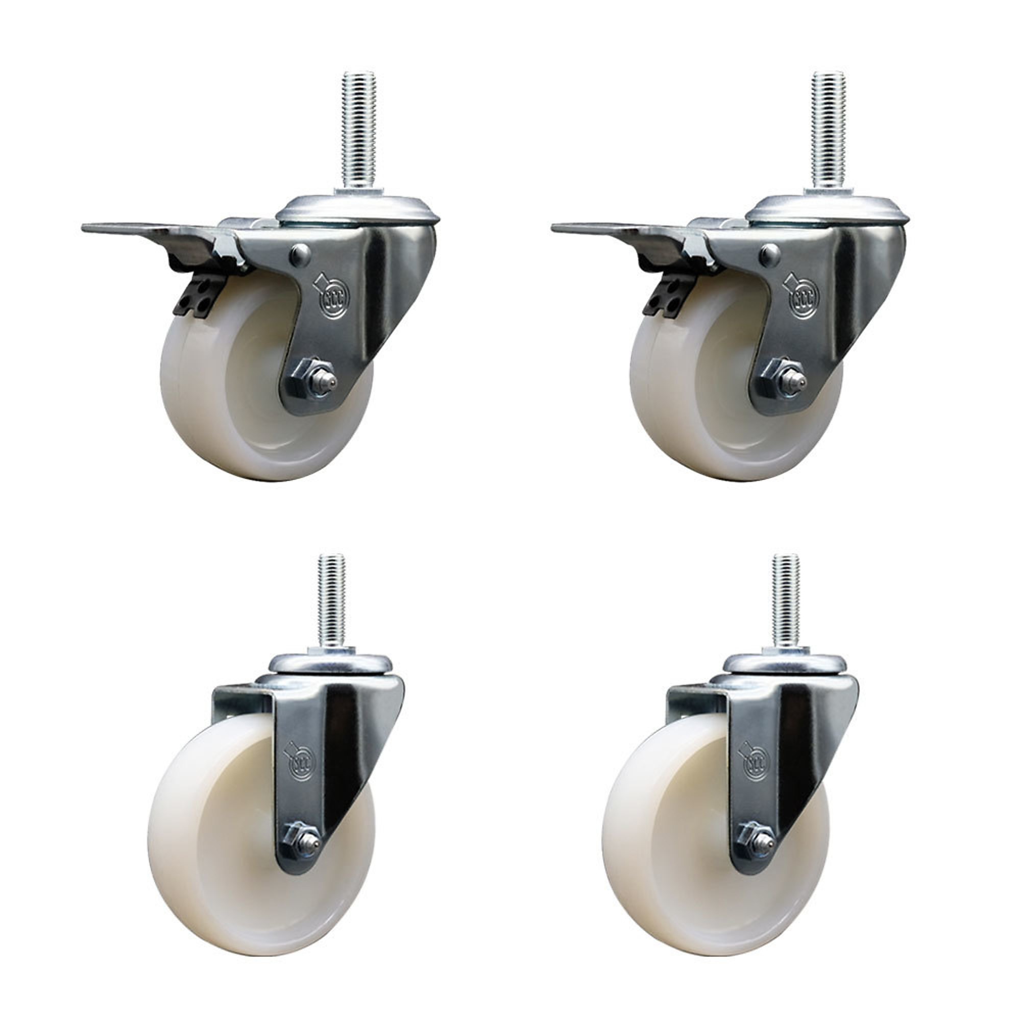 Service Caster, 4in. x 1 1/4in. Stem Casters, Wheel Diameter 4 in, Caster Type Swivel, Package (qty.) 4, Model# SCC-TSTTL20S414-NYS-34212-2-S-2
