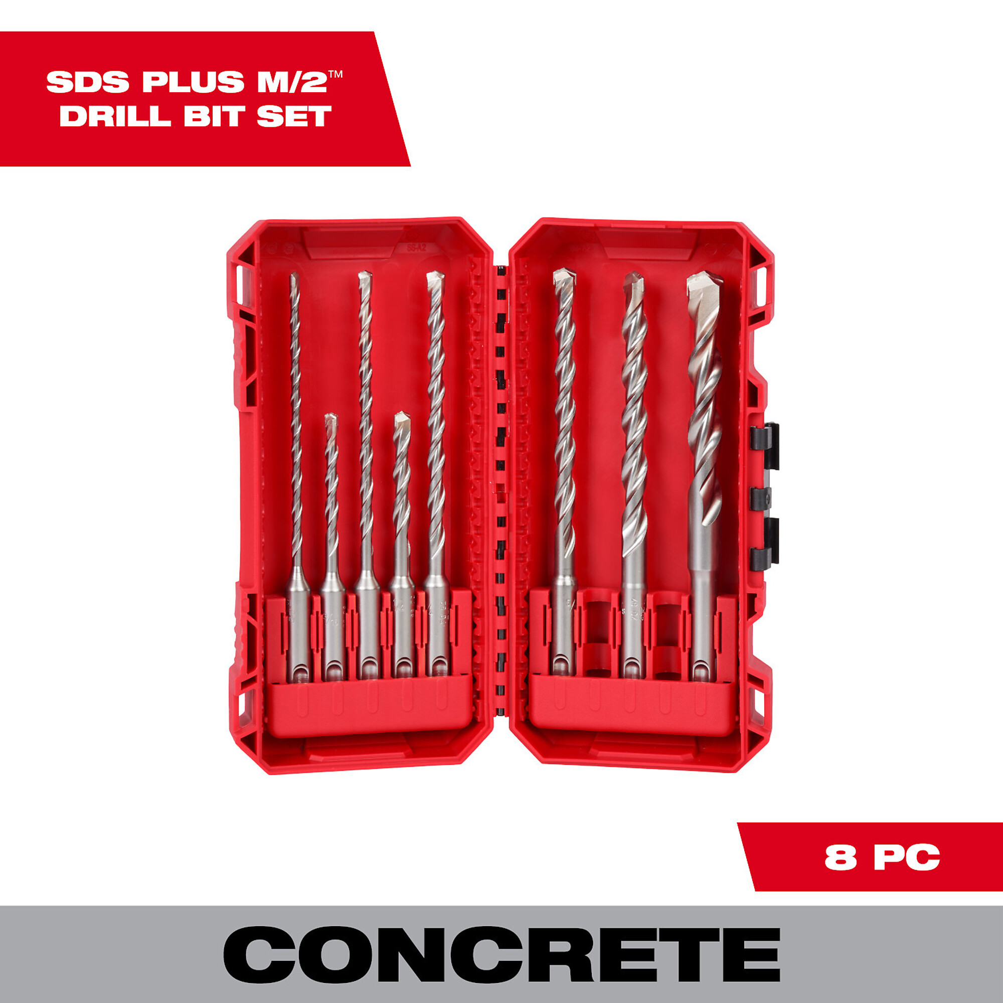 Milwaukee 8 PC SDS Plus M/2™ 2-Cutter Drill Bit Kit, Model# 48-20-7673
